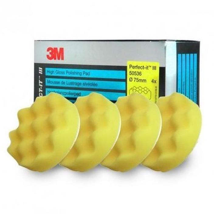 50536 - 4 mousses de lustrage alveolées 3M jaune diamètre 75mm - 3M