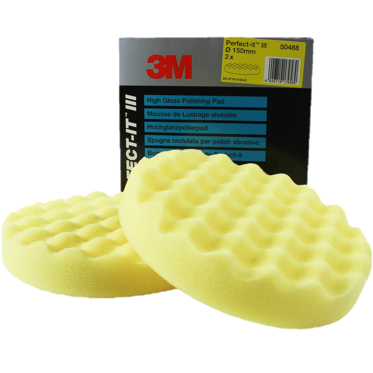 2 mousses de lustrage alvéolées 3M jaune diamètre 150mm - 3M