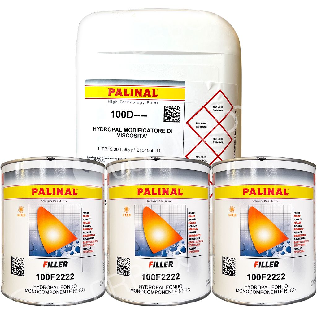 KIT_100F2222 - 3 apprêts hydro 1K noir 100F2222 1L + 1 diluant 100D 5L - PALINAL