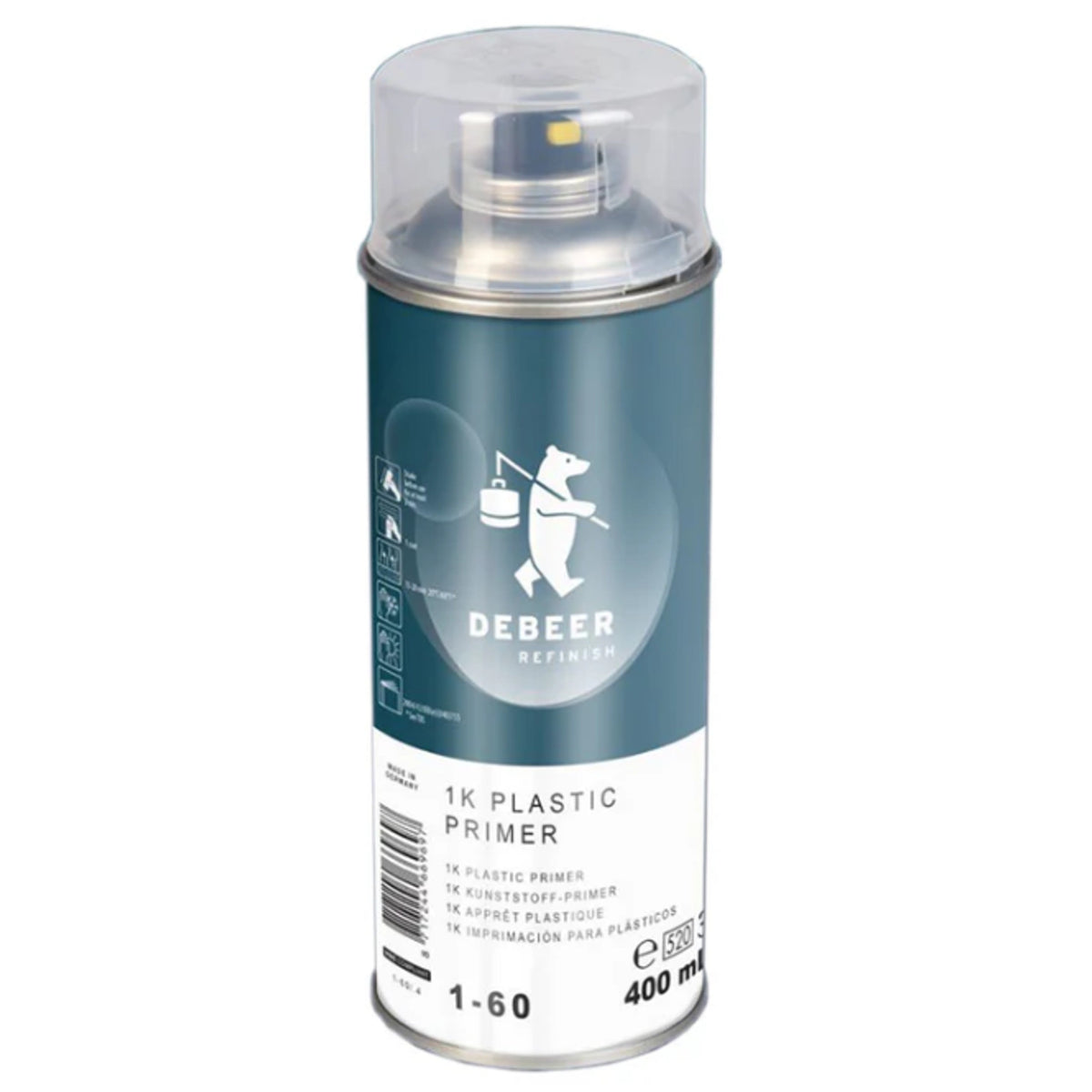 1-60/.4 - Aérosol DEBEER 1K plastic primer 400ml - DEBEER