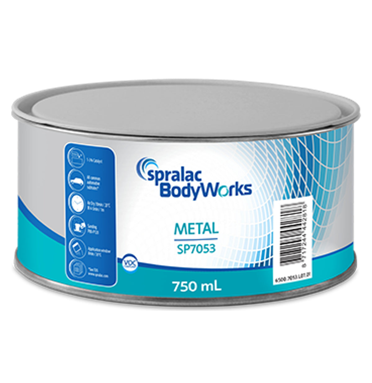 SP7053 -Mastic carrosserie de finition SPRALAC aluminium 750ml