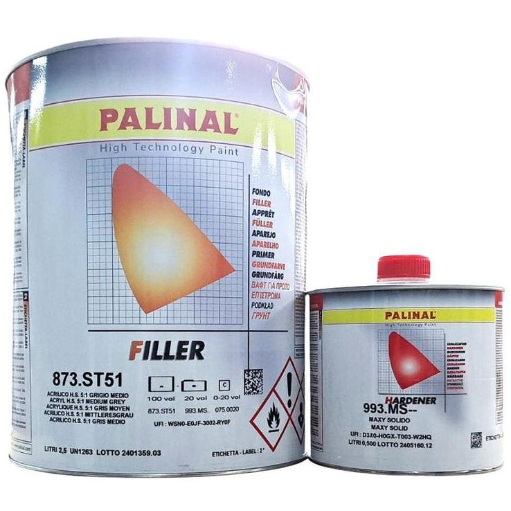 KIT_873_GRIS_MOYEN - Primer charge gris moyen 873ST51 2.5L + Durcisseur standard 993MS 0.5L - PALINAL