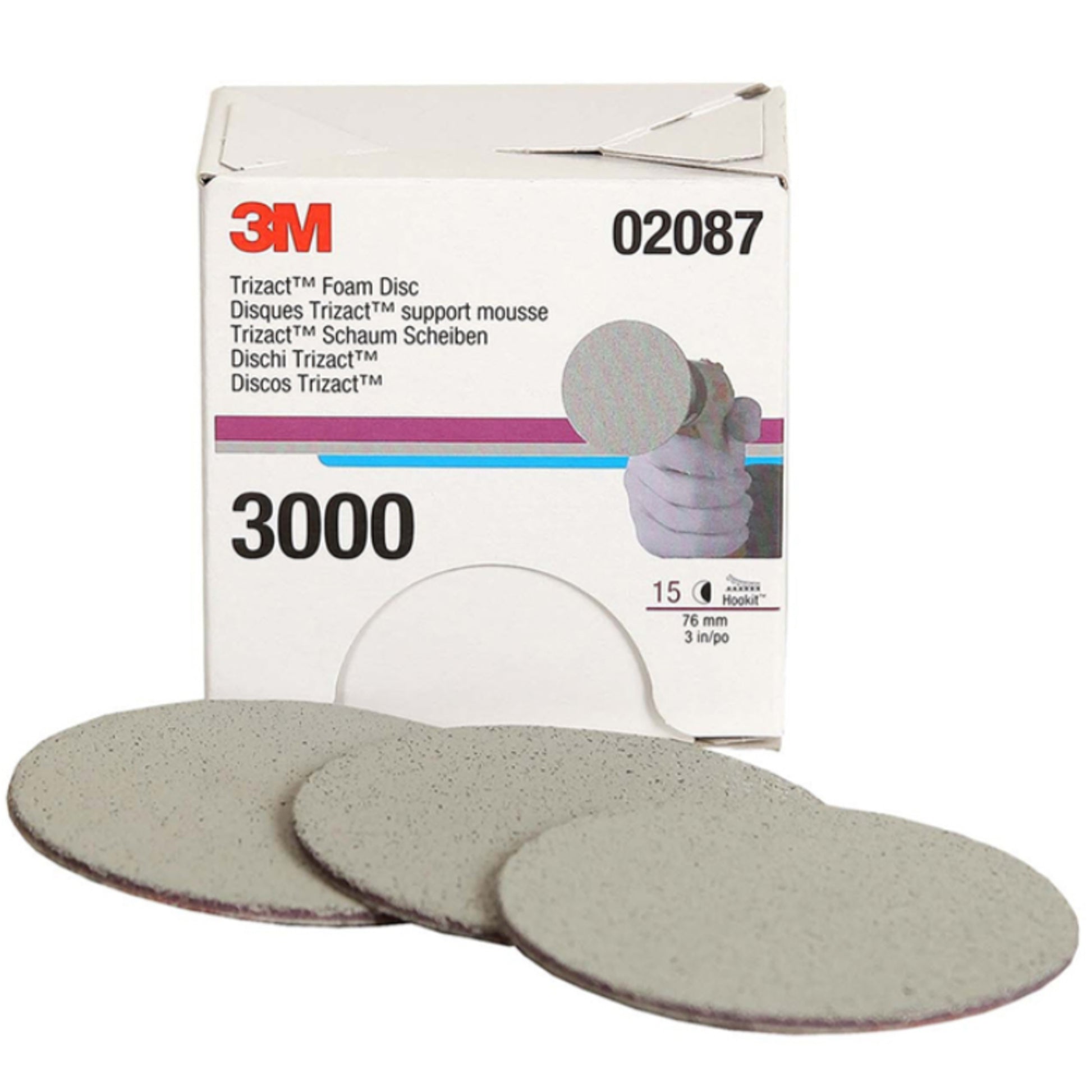 02087 - 15 disques abrasifs 3M Trizact sur mousse P3000 diamètre 75mm - 3M