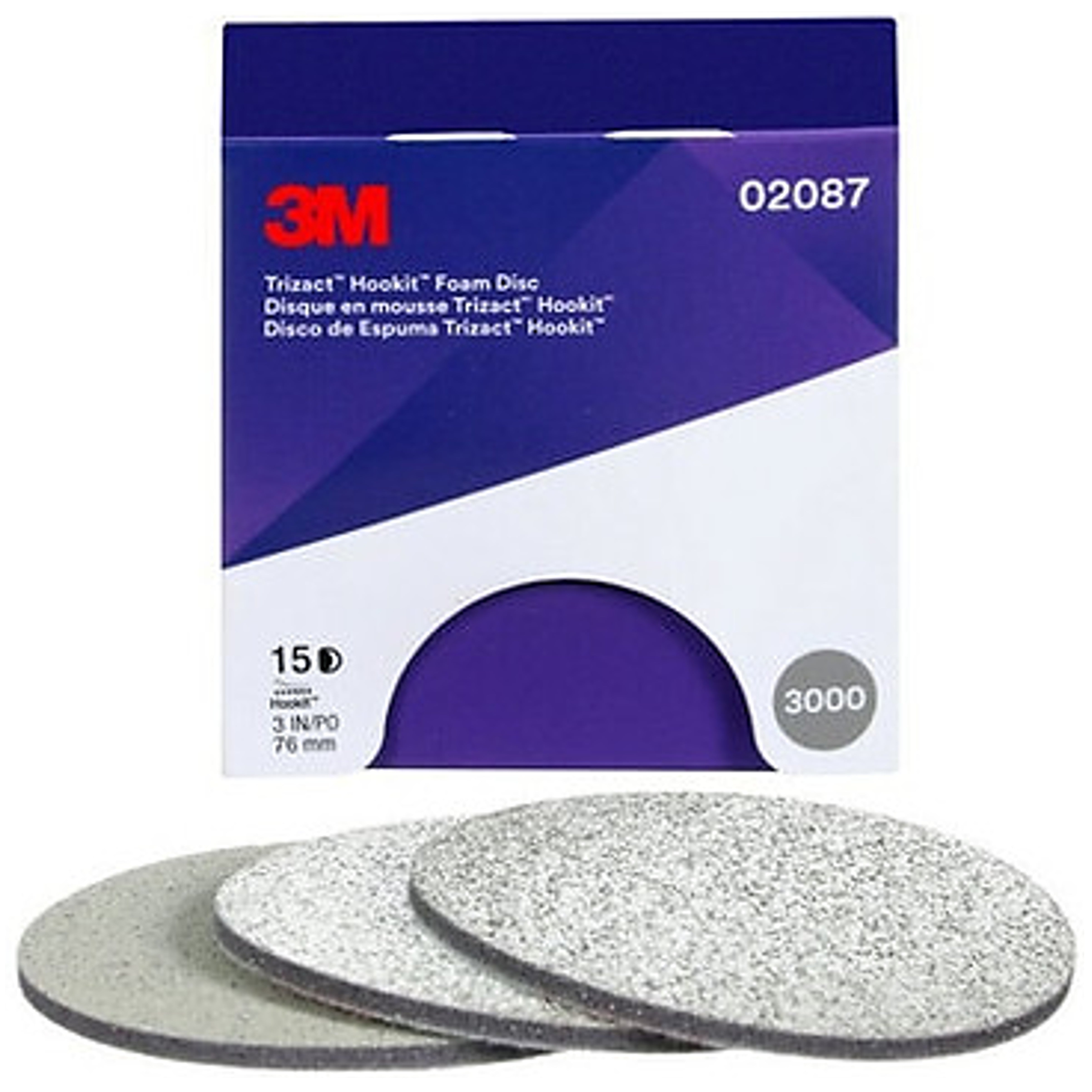 02087 - 15 disques abrasifs 3M Trizact sur mousse P3000 diamètre 76mm