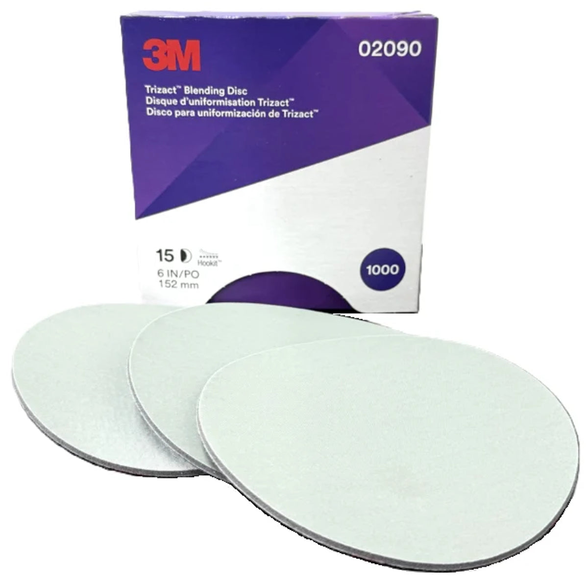 02090 - 15 disques trizact Hookit 3M de finition sur mousse P1000 diamètre 152mm