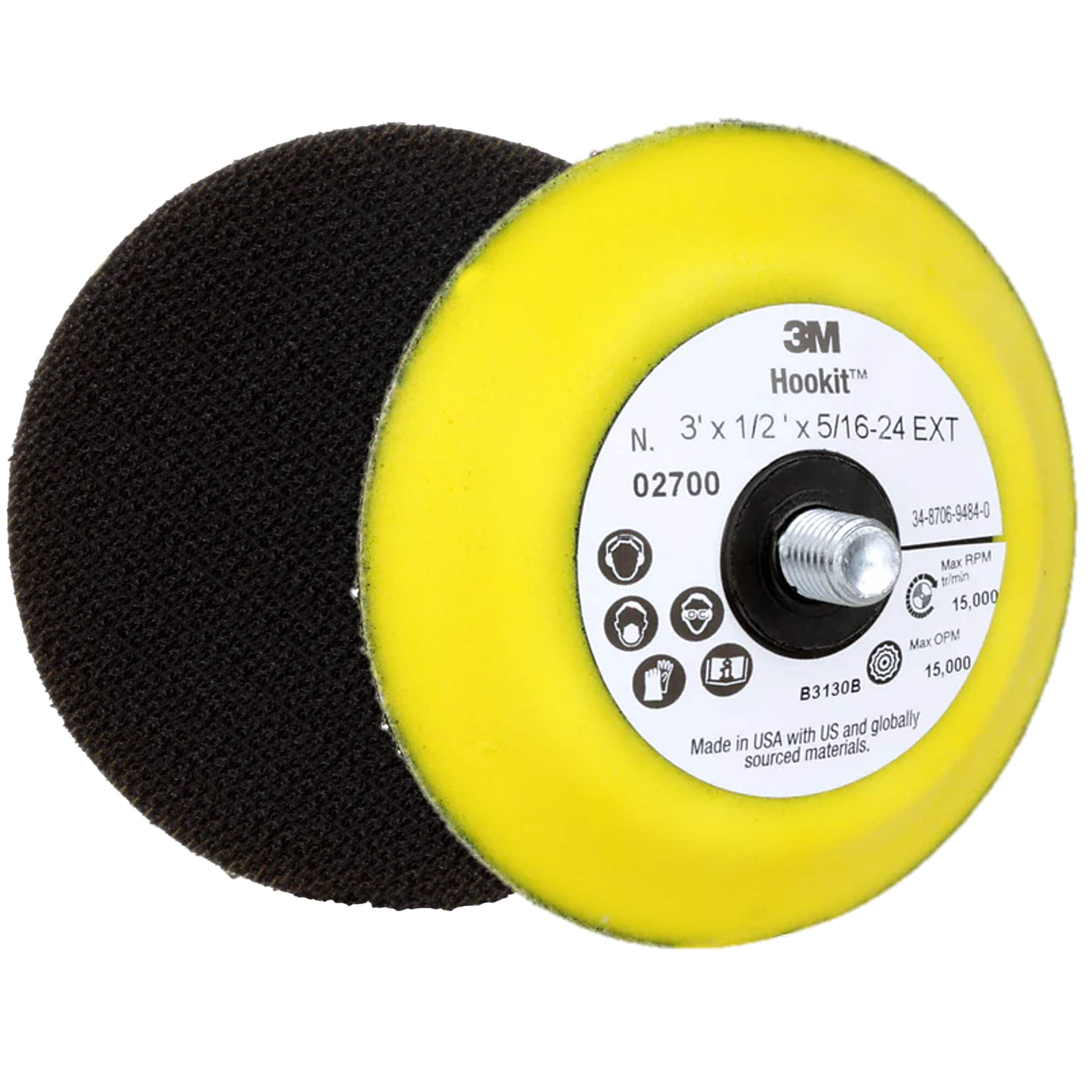 02700 - Schleifteller Hookit 5/16 24 außen (8mm) Achse Teller Durchmesser 75mm