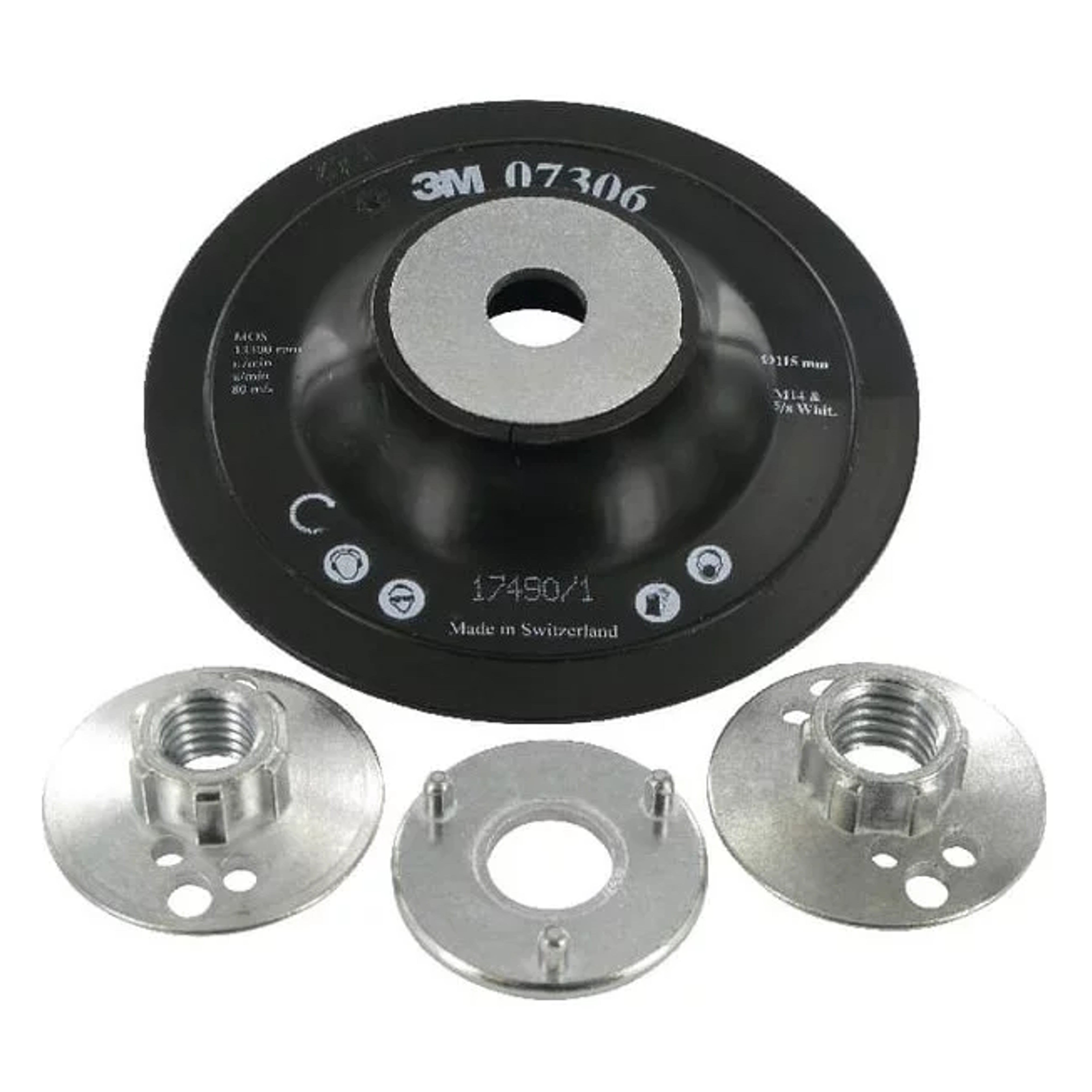 07306 - 1 weiche Stützteller Durchmesser 115mm für Faserscheibe 5/16 und M14