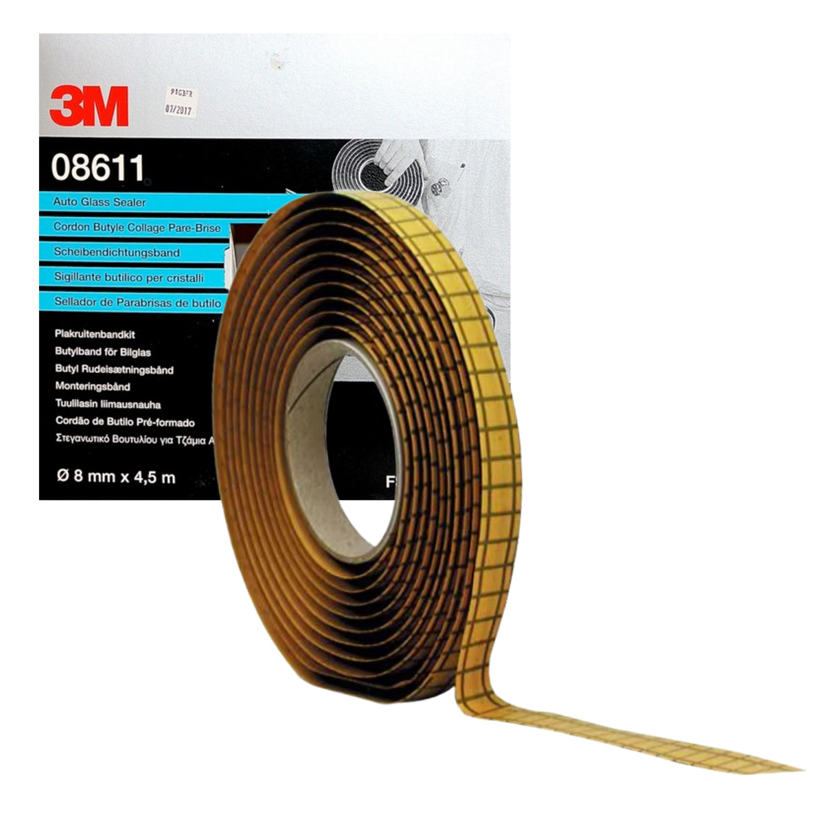 08611 - Mastic 3M cordon butyle pour pare brise 8mmx4.5m