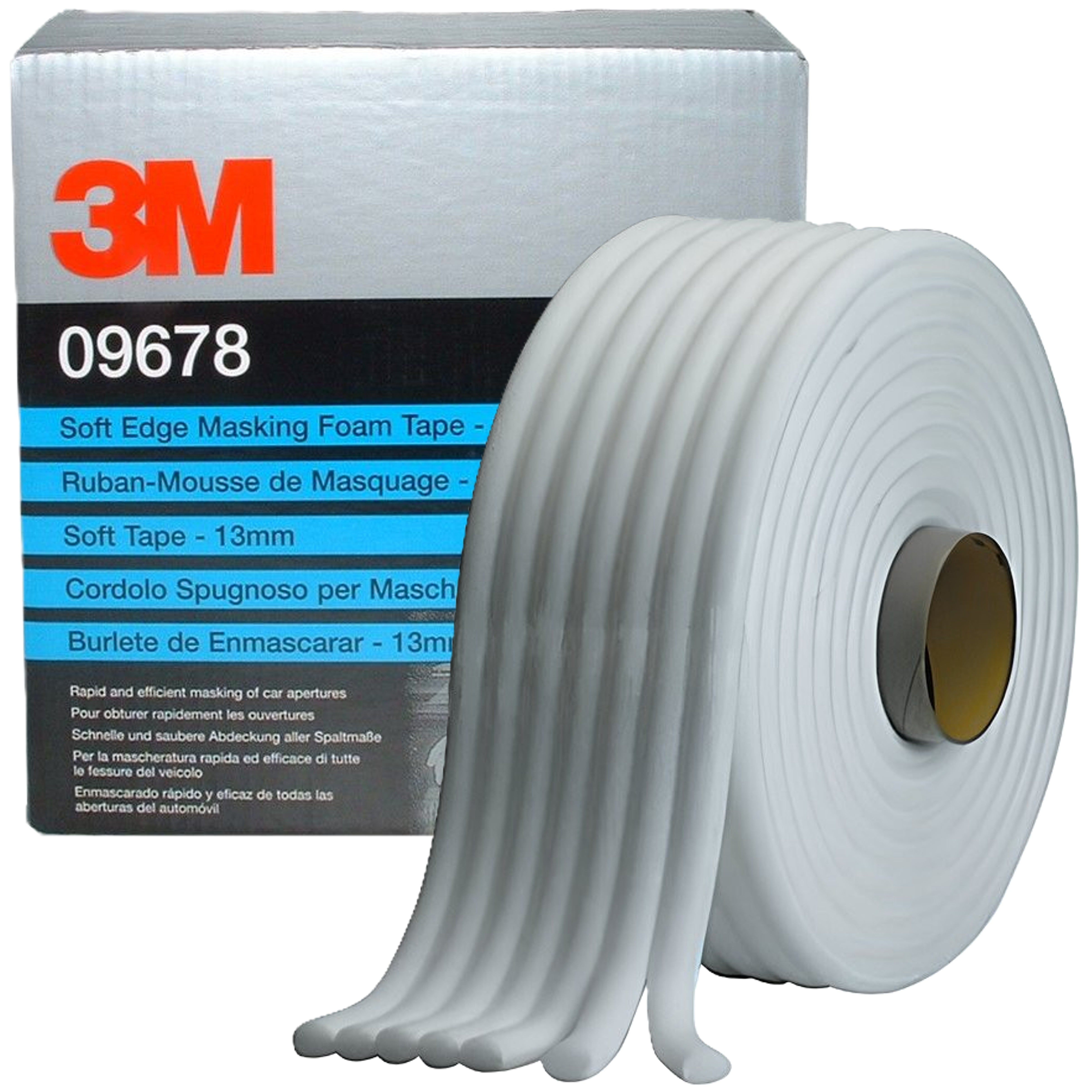 09678 - Ruban mousse de masquage portières 3M AV/ AR et trappe carburant 13mmx50m