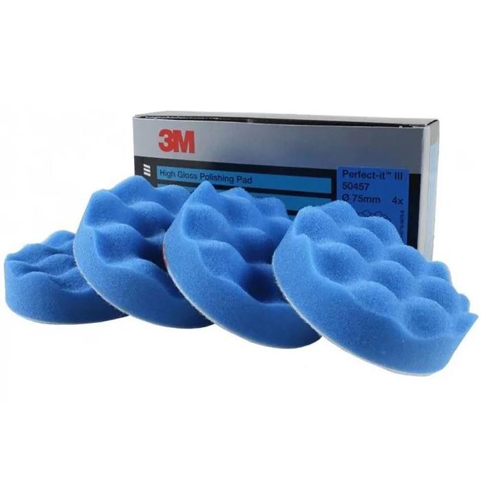 50457 - 4 mousses de lustrage alveolées 3M bleu diamètre 75 mm - 3M