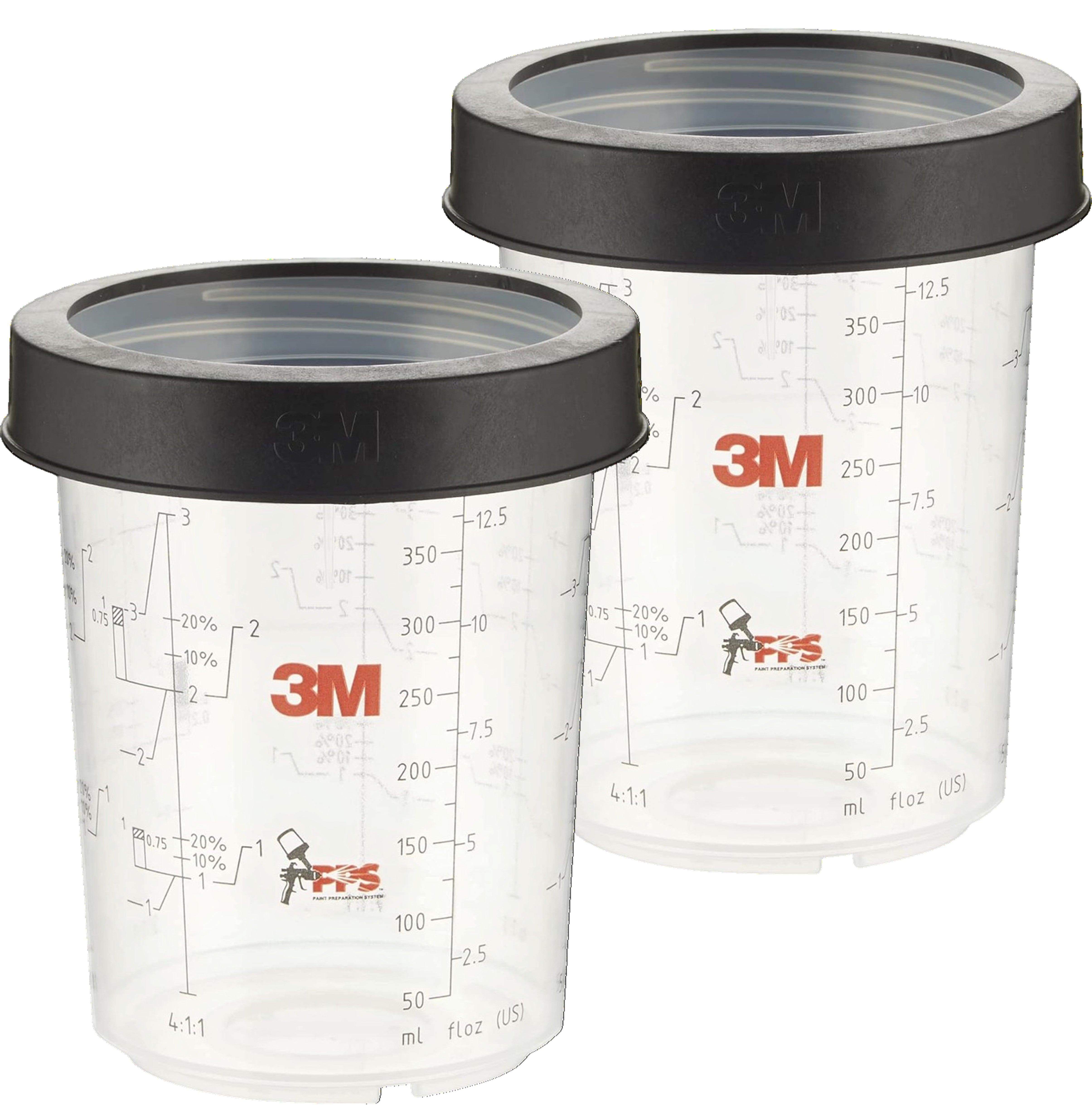 16122 - 2 graduated PPS cups & retaining ring - 400ml OK