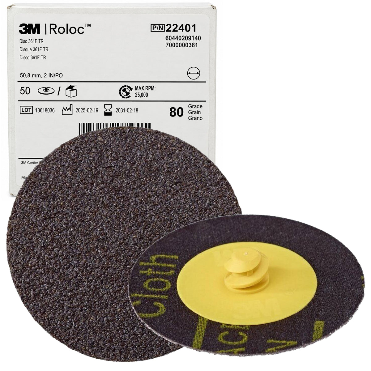 22401 - 50 Roloc Scheiben 3M gelb 361F Durchmesser 50mm K80