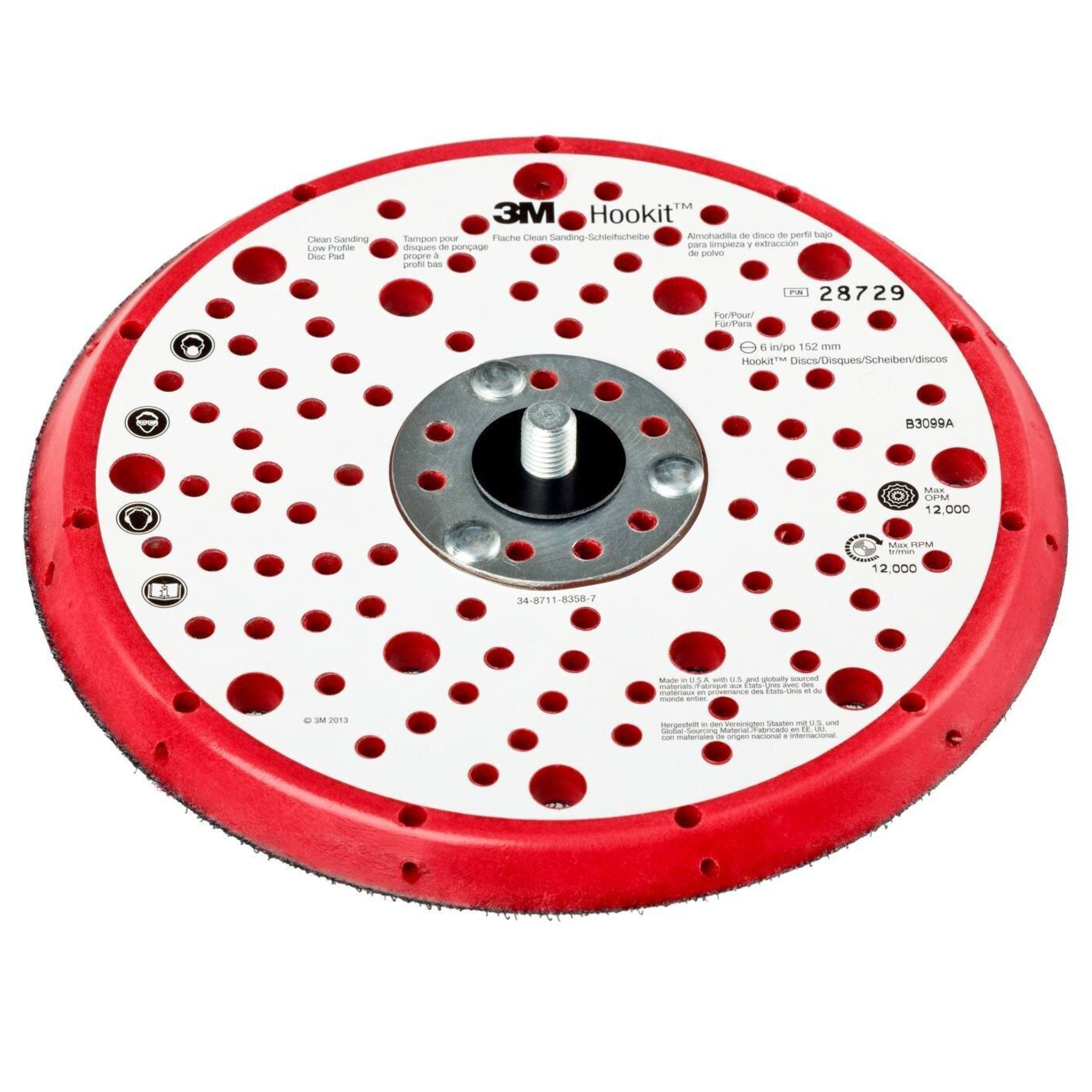 28729 - Universelles Stützteller Durchmesser 150mm Multi-Loch Hookit 5/16 Standard Rot