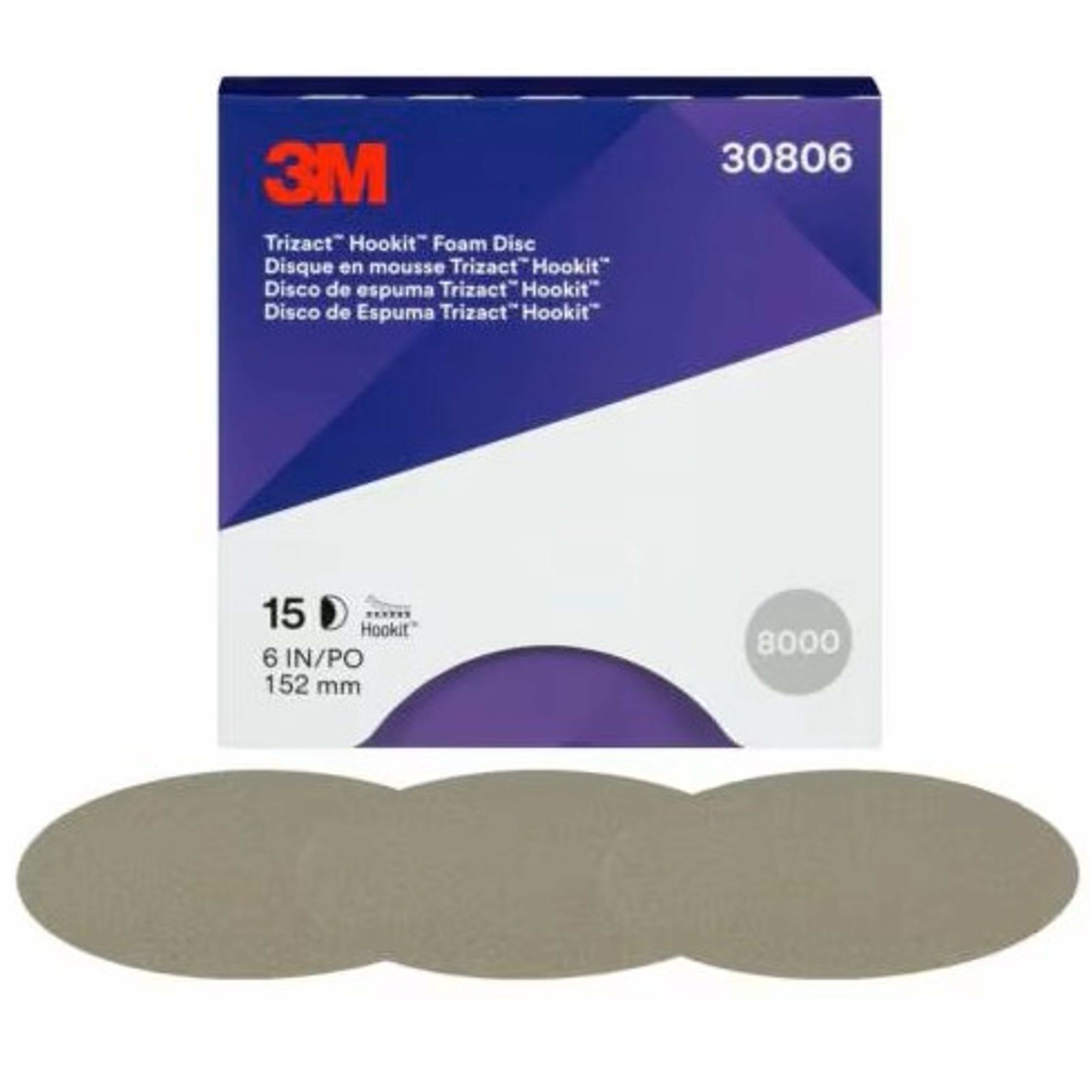 30806 - 15 disques abrasifs 3M Trizact sur mousse P8000 diamètre 152mm