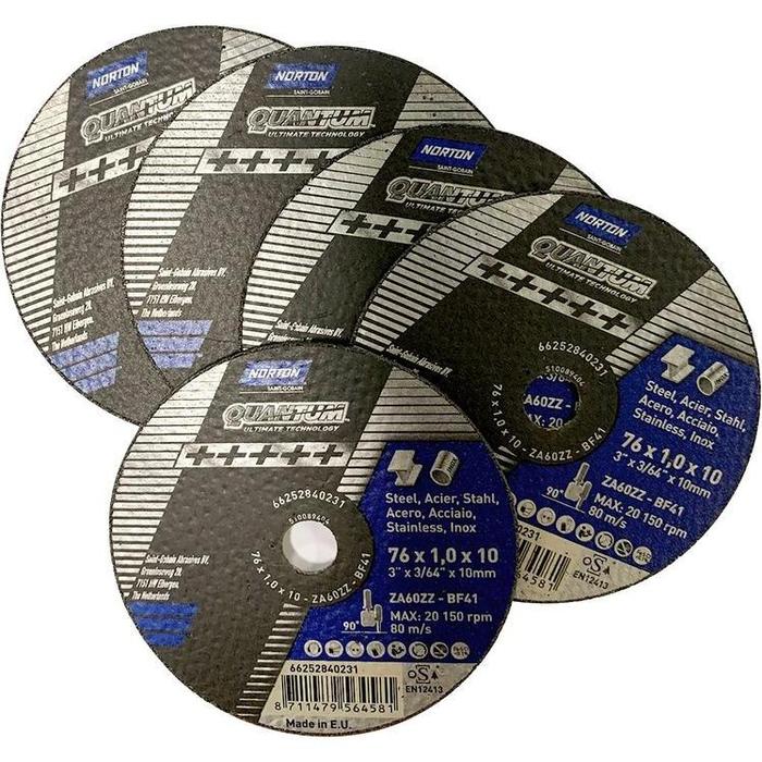 40231 - 5 meules de tronçonnage Norton QUANTUM 76x1.0x10 diamètre76mm - NORTON