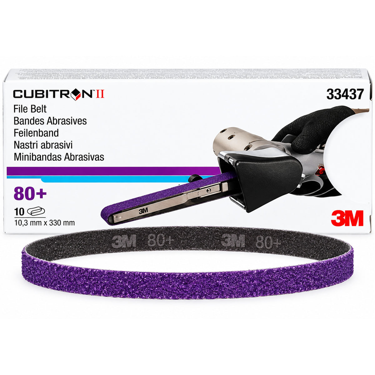 10 abrasive belts 3M 10mm x 330mm Cubitron II