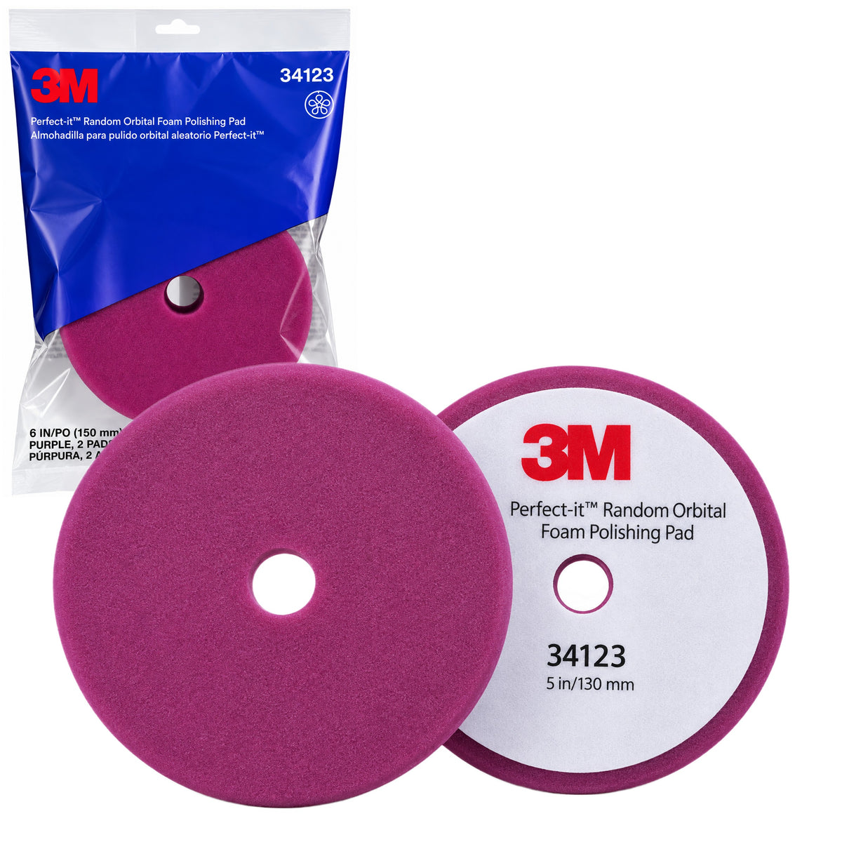 34123 - 2 mousses de lustrage 3M pour système orbital diamètre 130mm