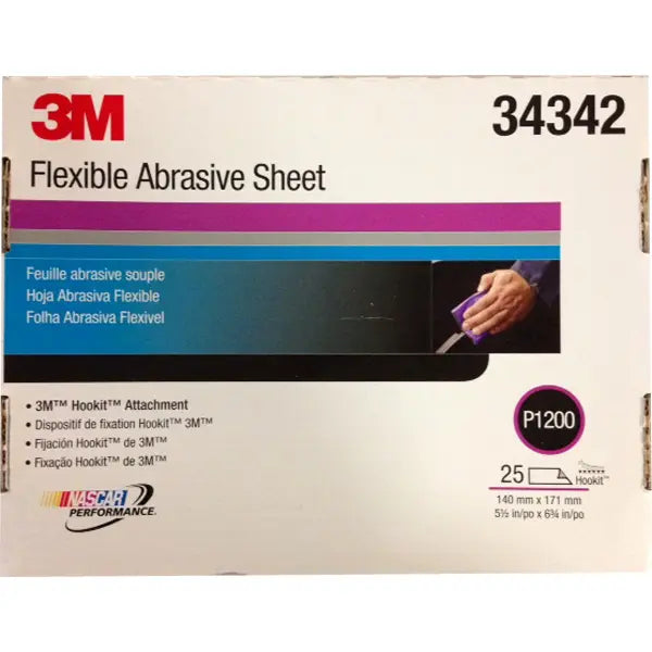 25 feuilles abrasives à sec flexibles 140 x 171mm Hookit 3M - 3M