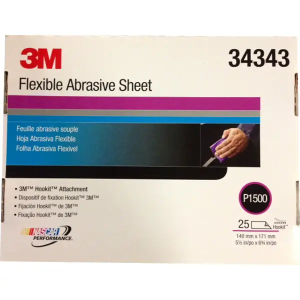 25 feuilles abrasives à sec flexibles 140 x 171mm Hookit 3M - 3M