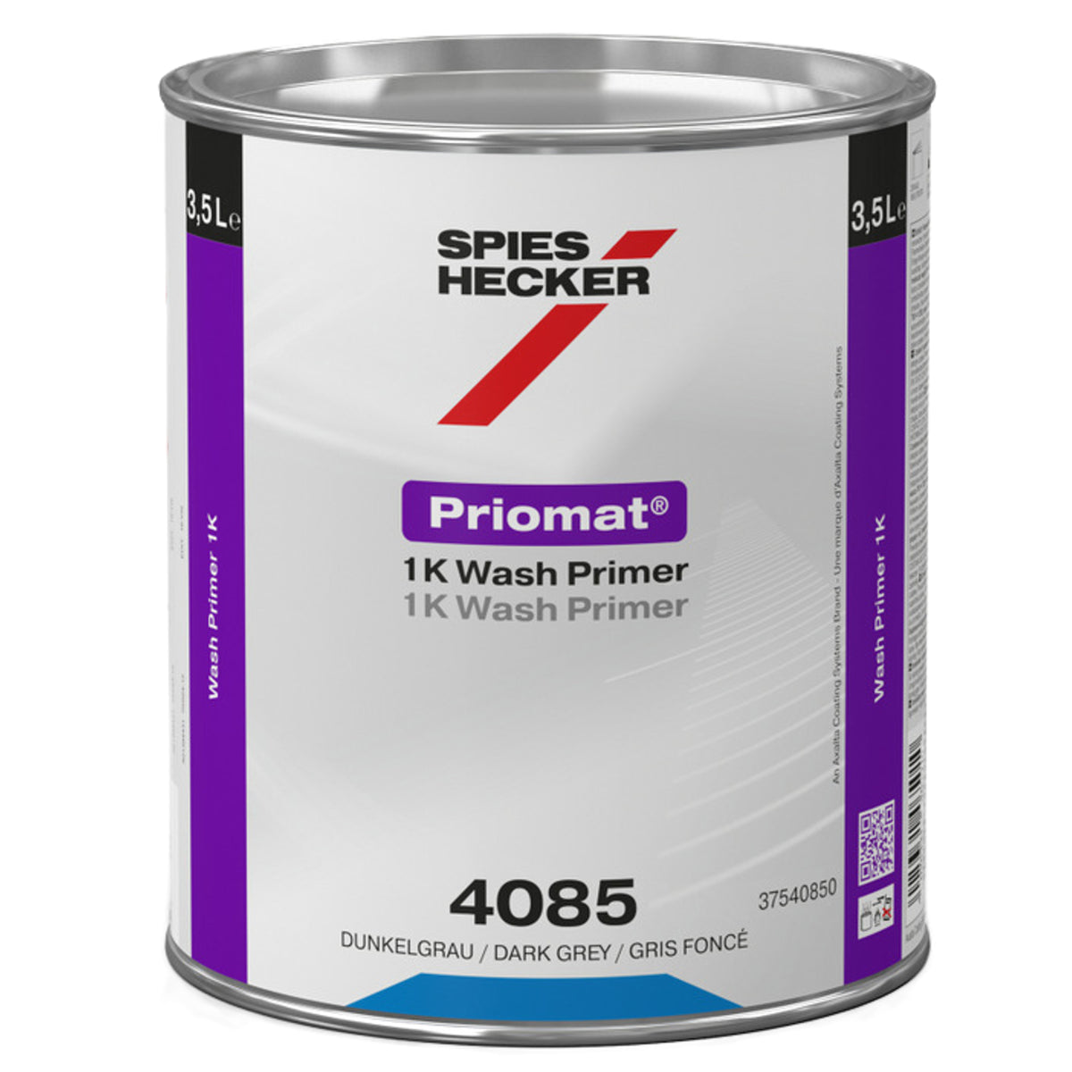 4085DG - Primer 1K wash primer ponçable ou mouille mouille SPIES HECKER Gris foncé 3.5L