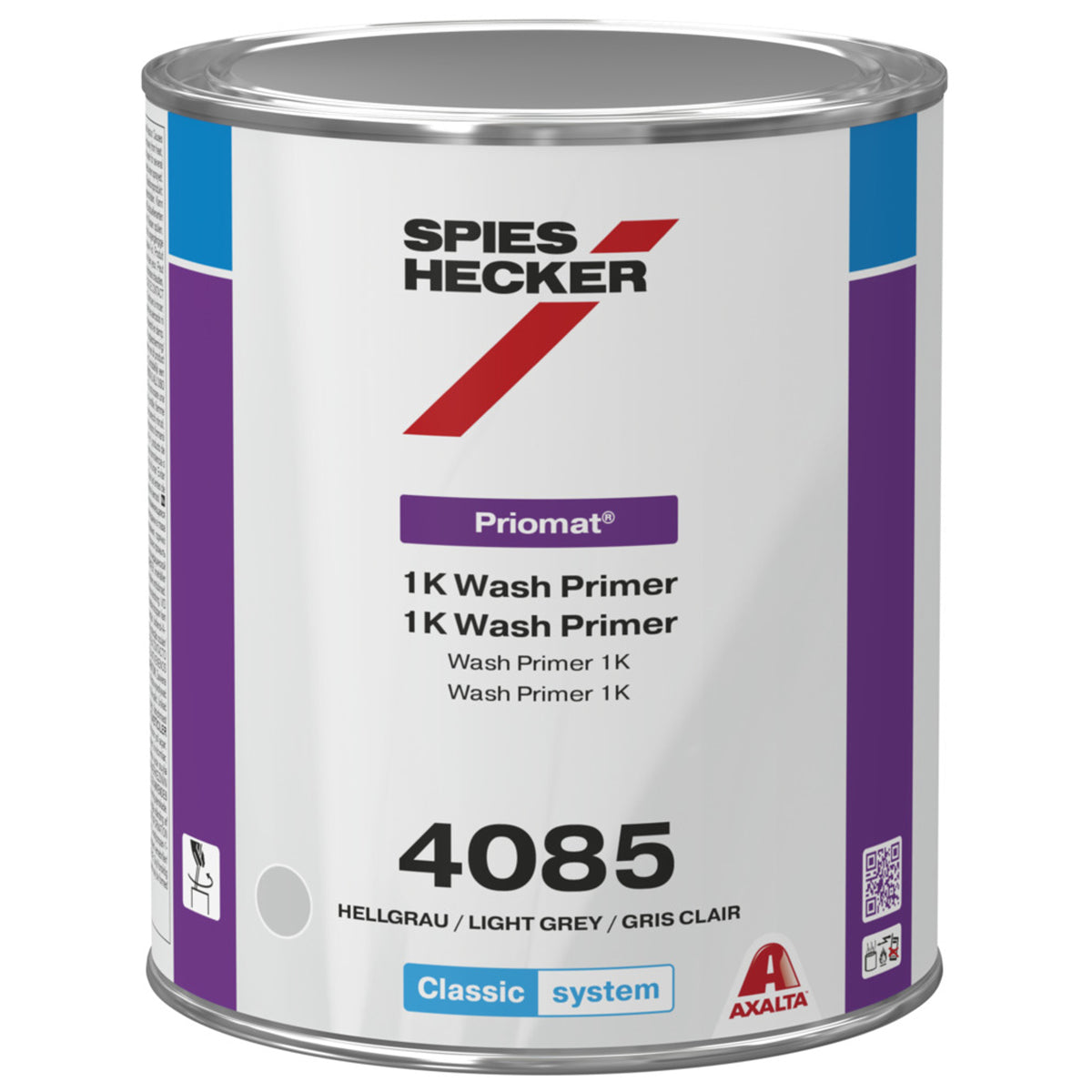 4085LG - SPIES HECKER 1K Wash Primer Slibbar eller Vådt-i-Vådt Lysegrå 3.5L
