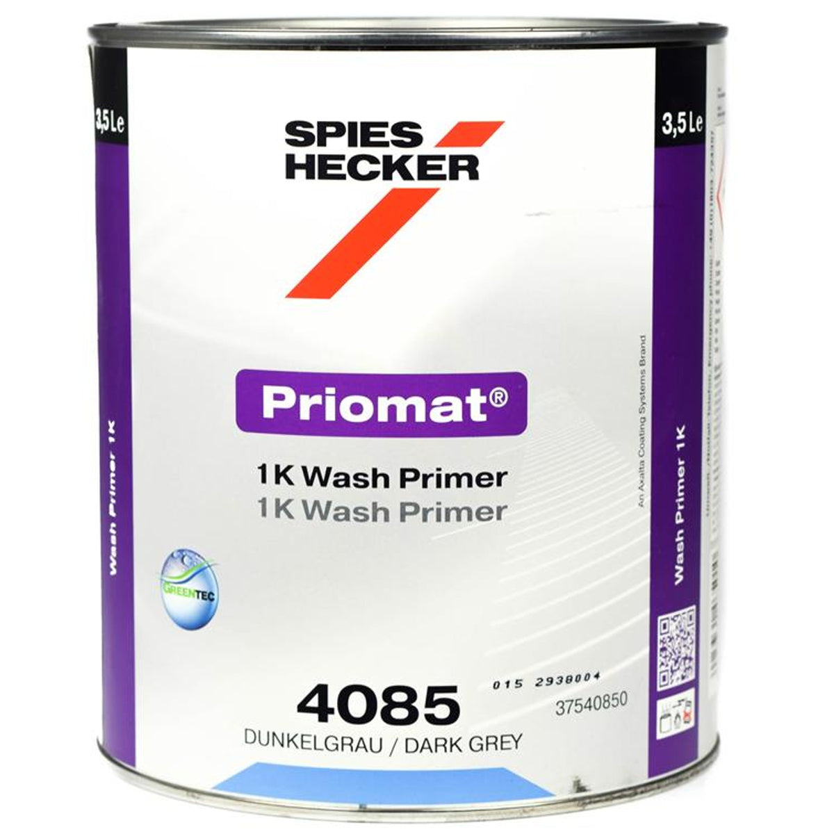 4085DG - Primer 1K wash primer ponçable ou mouille mouille SPIES HECKER Gris foncé 3.5L