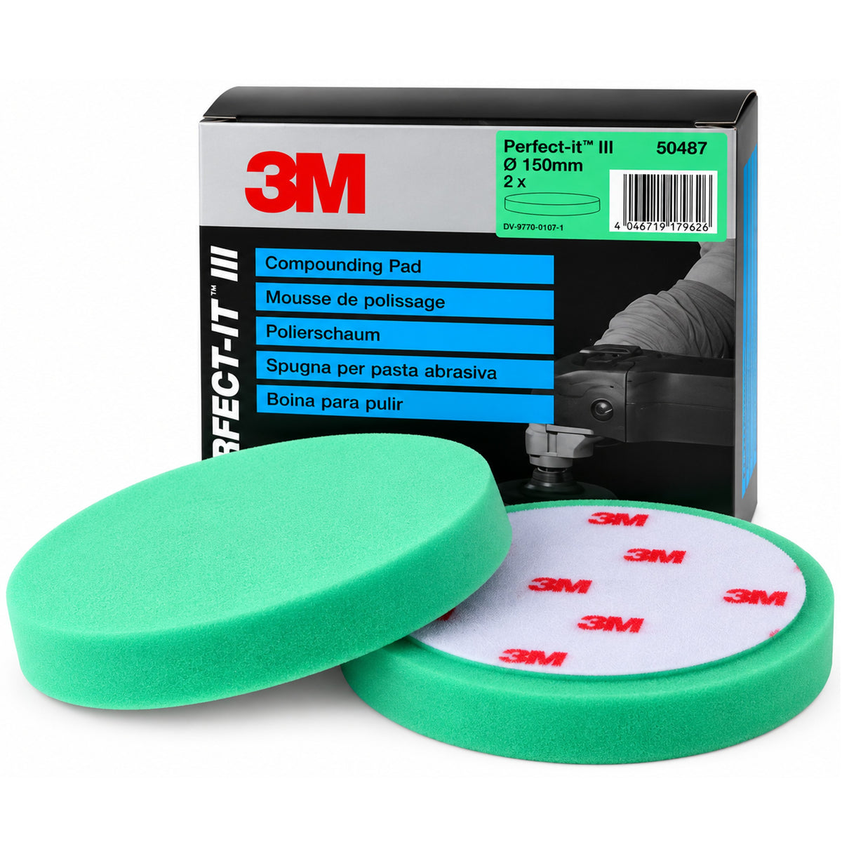 50487 - 2 mousses de polissage 3M vert Perfect-It diamètre 150mm