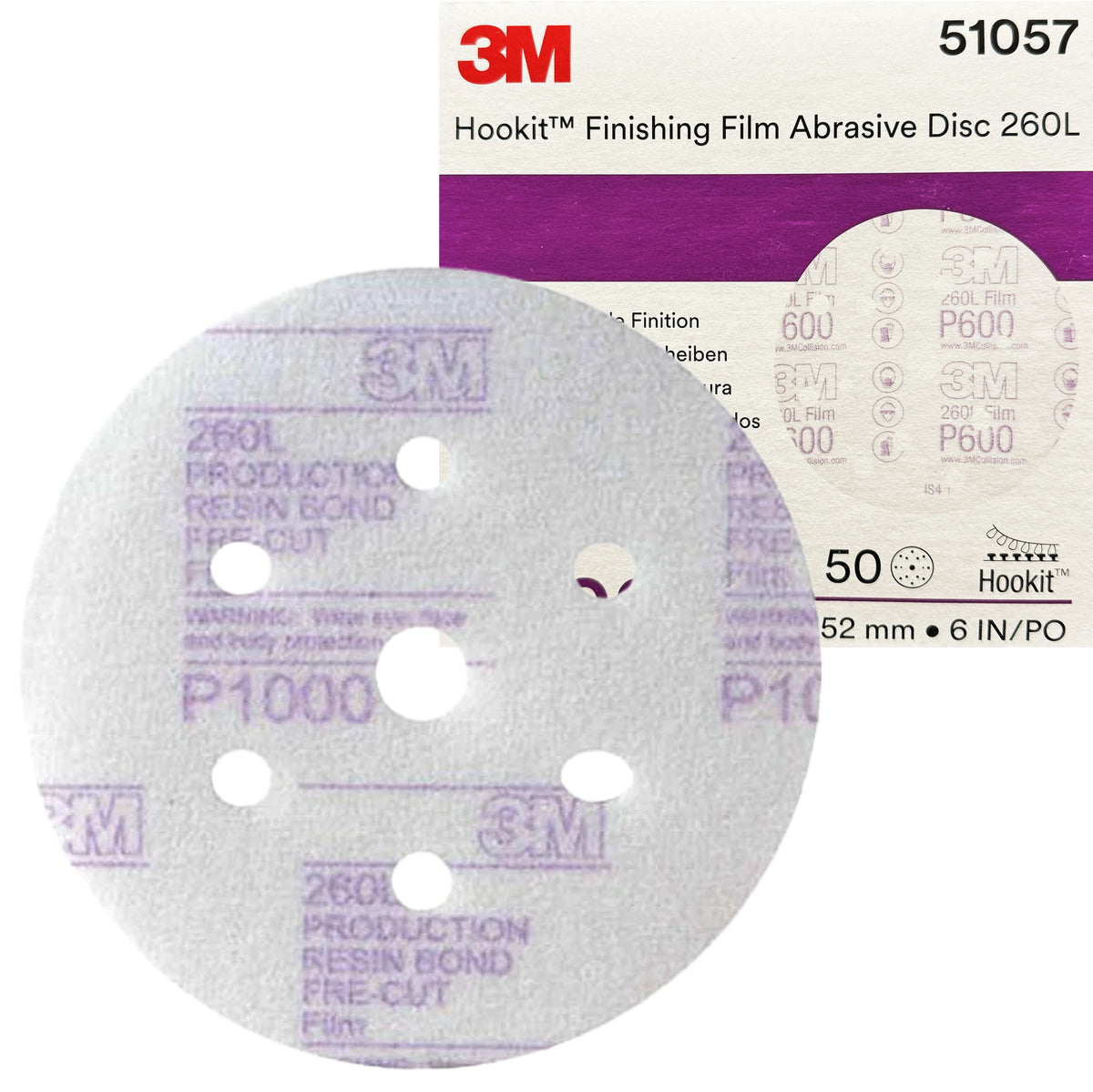 50 schijven 3M micro-abrasief 260L 7 gaten diameter 150mm