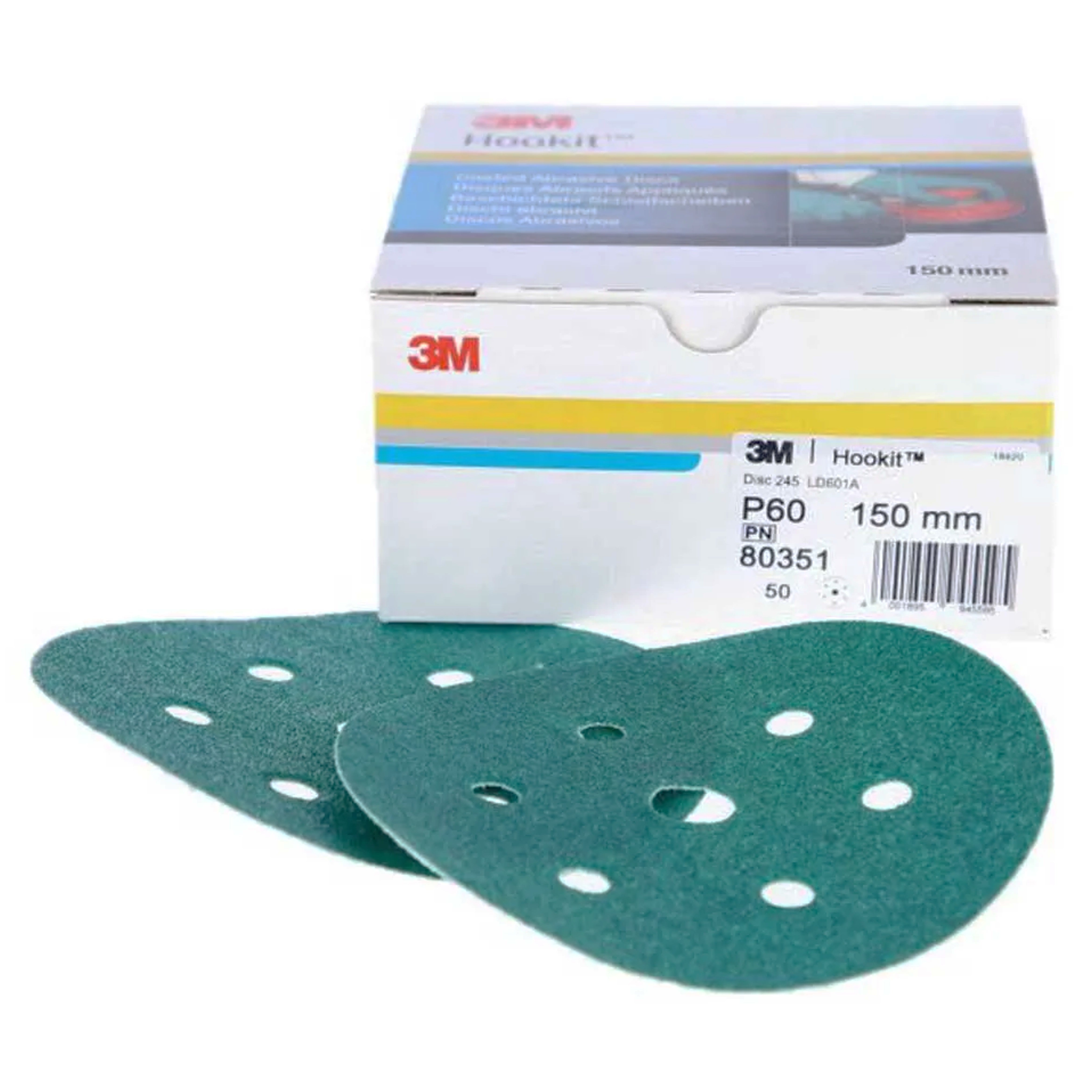 80351 - 50 disques abrasifs 3M Hookit 245 7 trous diamètre 150mm P60 - 3M