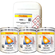 KIT_100F2222 - 3 apprêts hydro 1K noir 100F2222 1L + 1 diluant 100D 5L - PALINAL