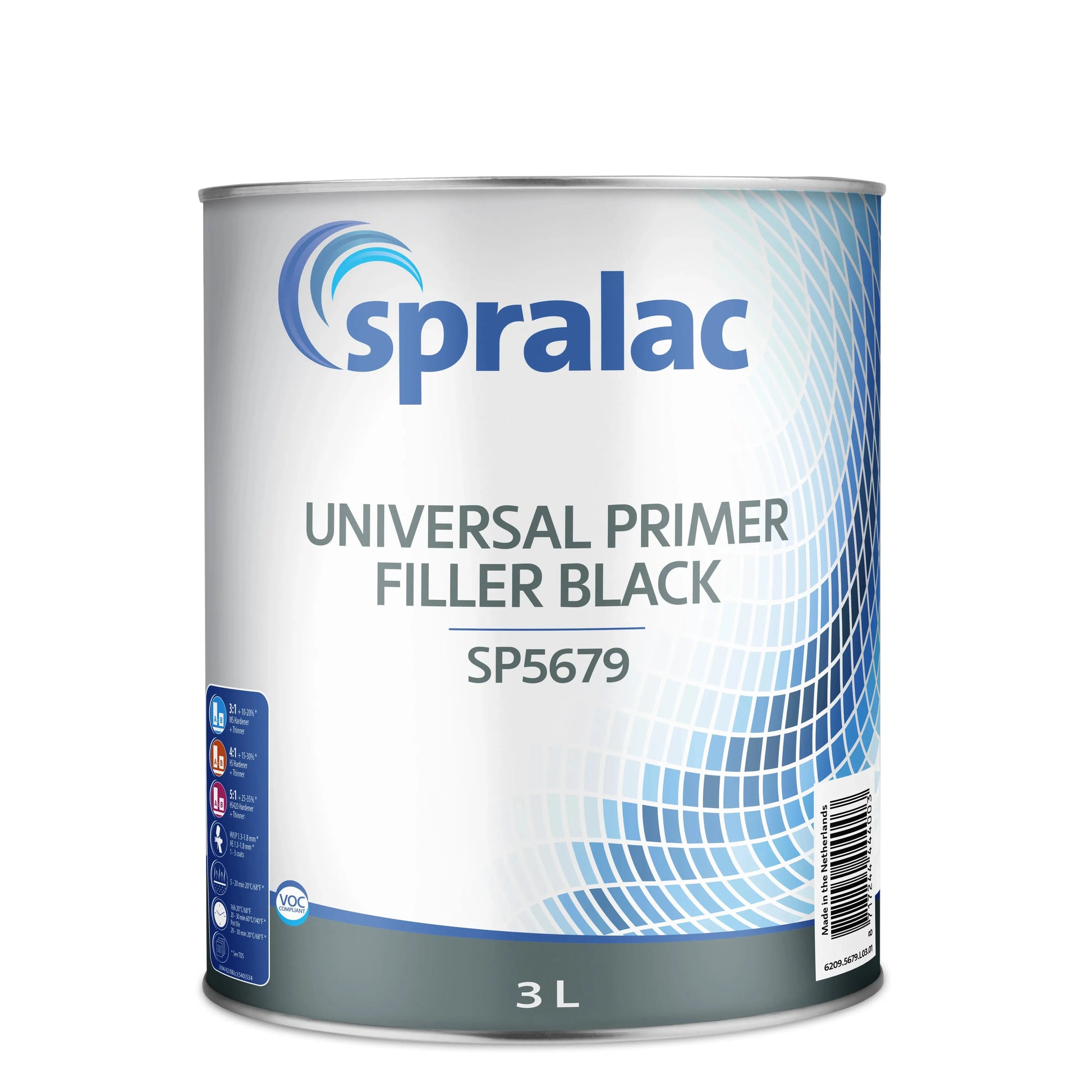 SP5679 -Apprêt SPRALAC Noir mouillé mouillé 1L KO DRAFT - SPRALAC