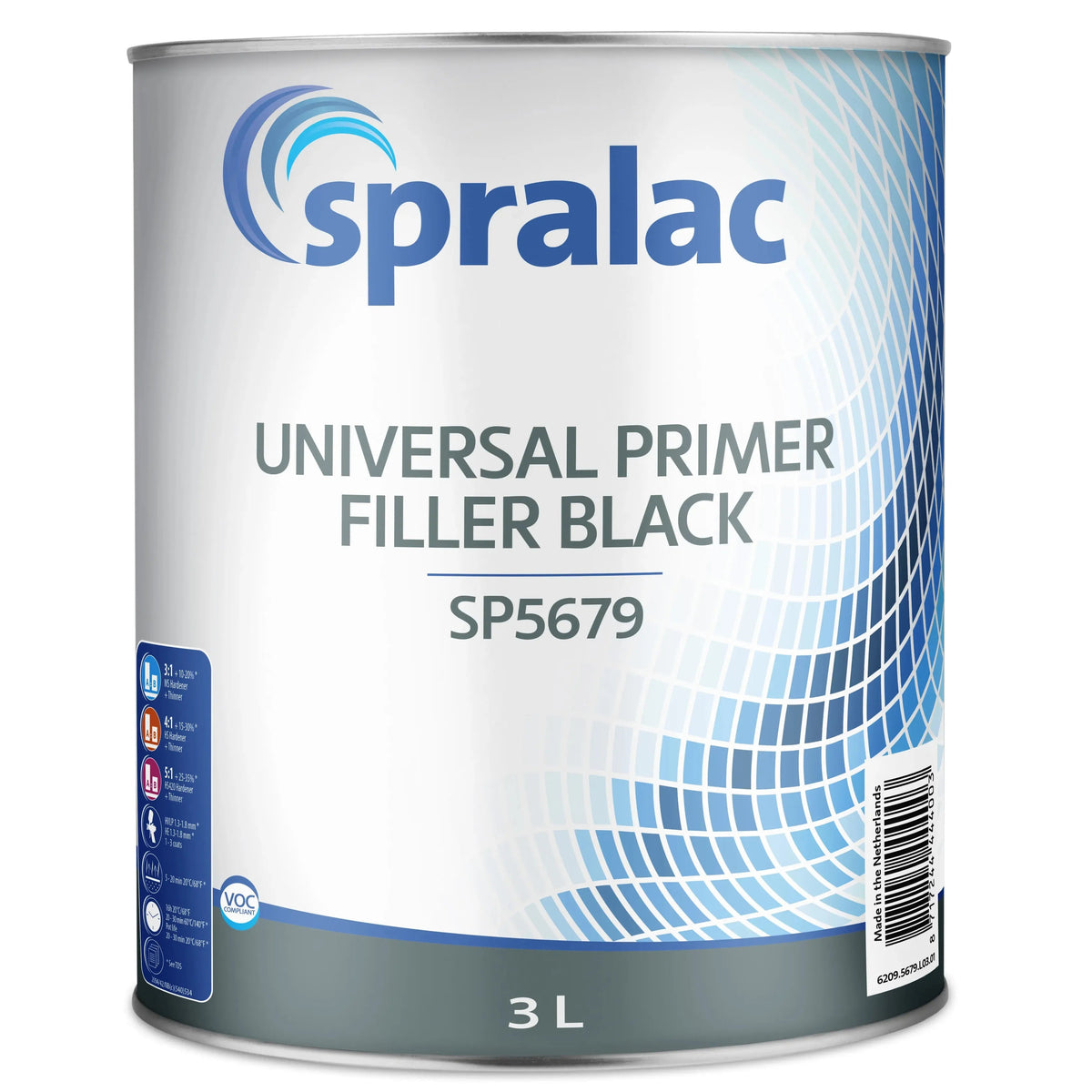 SP5679 -Apprêt SPRALAC Noir mouillé mouillé 1L KO DRAFT - SPRALAC