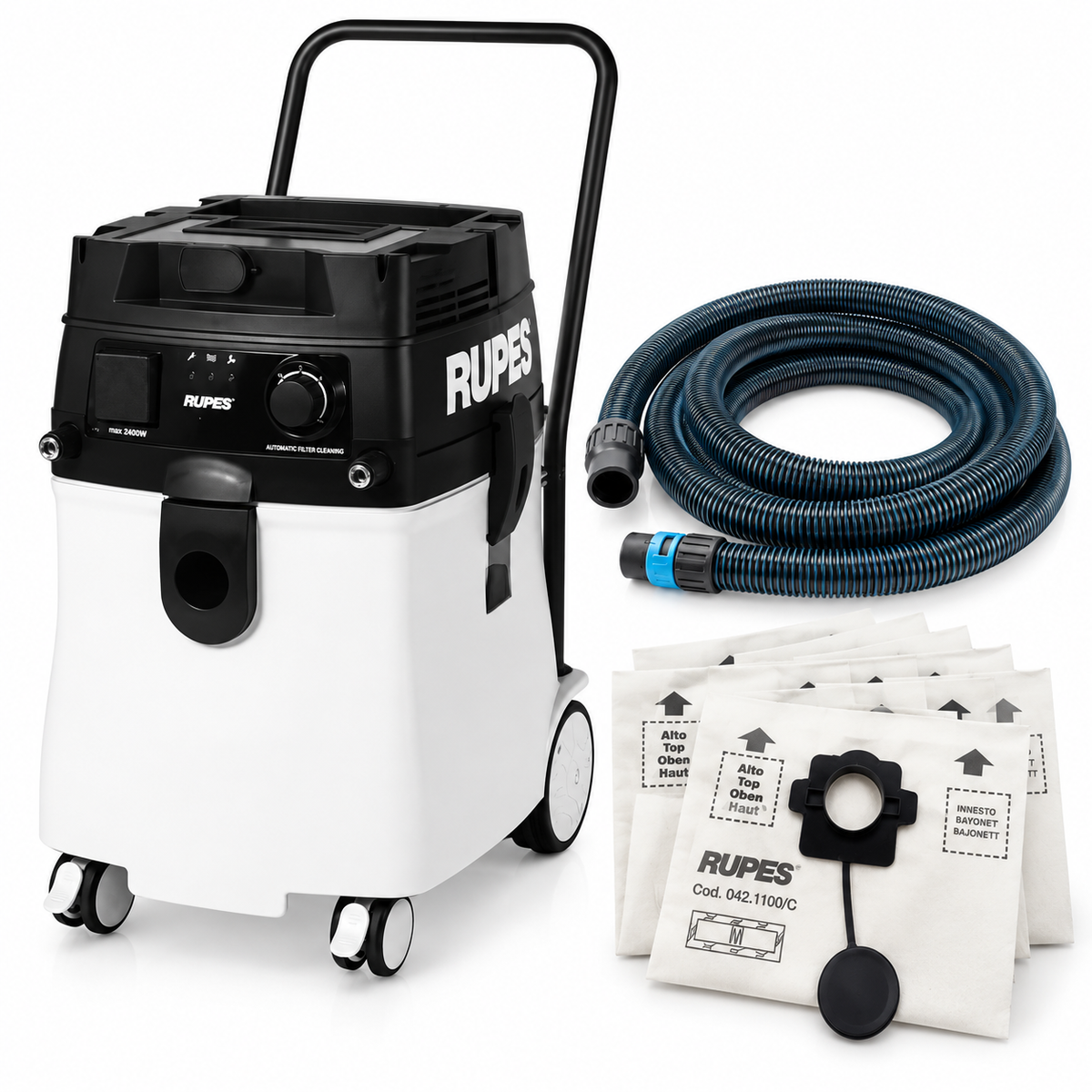 S245EL - Aspirateur professionnel RUPES 45L + tuyau 5m + 5 sacs