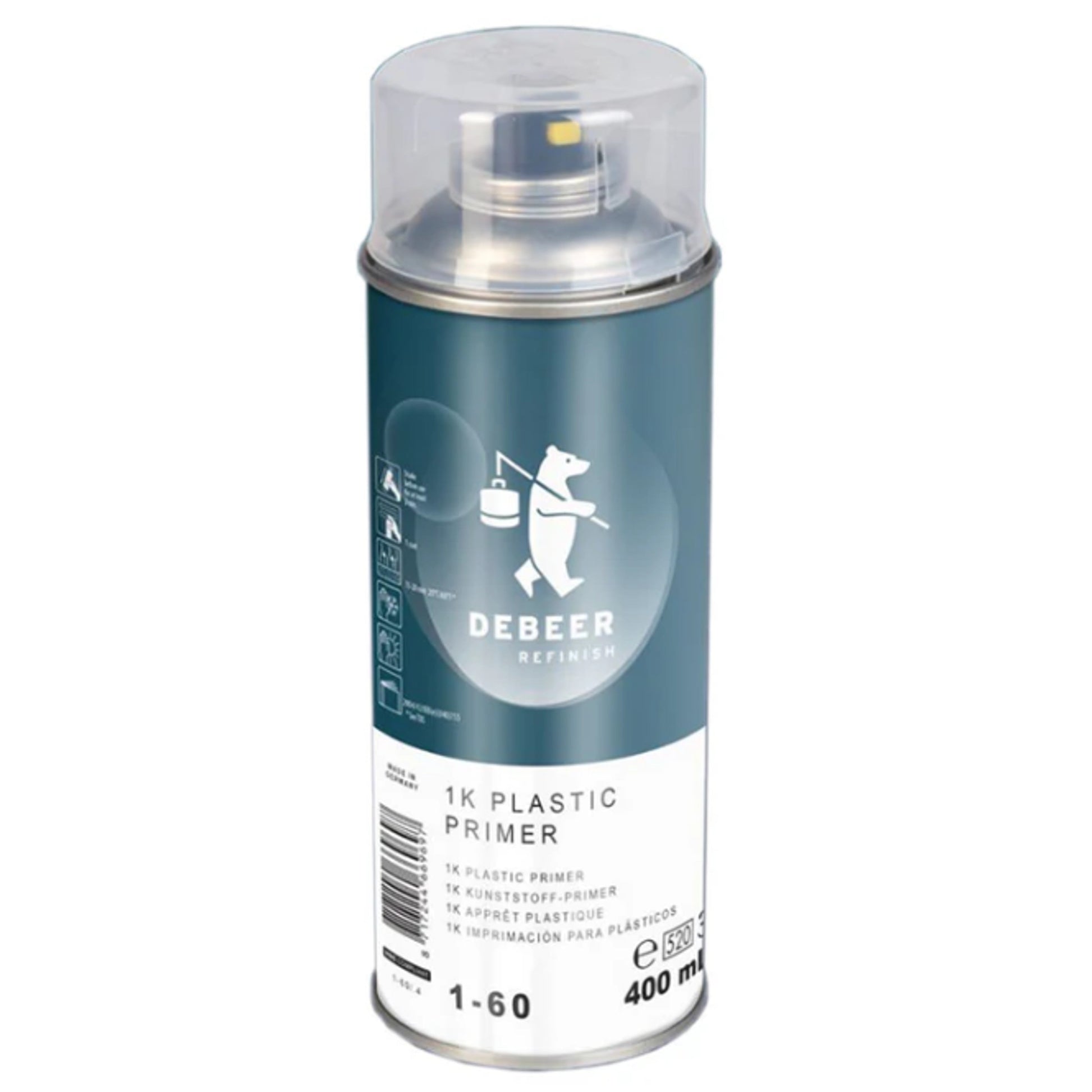 1-60/.4 - Aérosol DEBEER 1K plastic primer 400ml - DEBEER