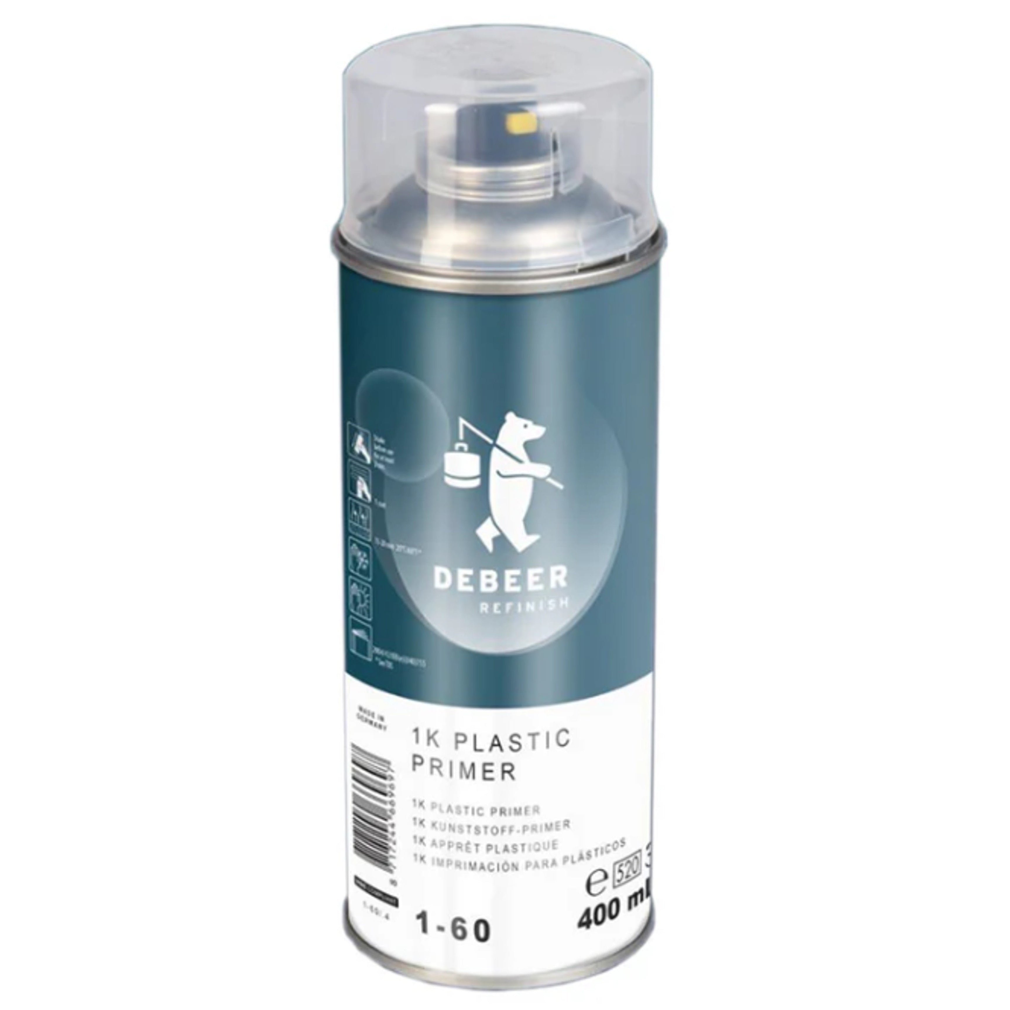 1-60/.4 - Aérosol DEBEER 1K plastic primer 400ml - DEBEER