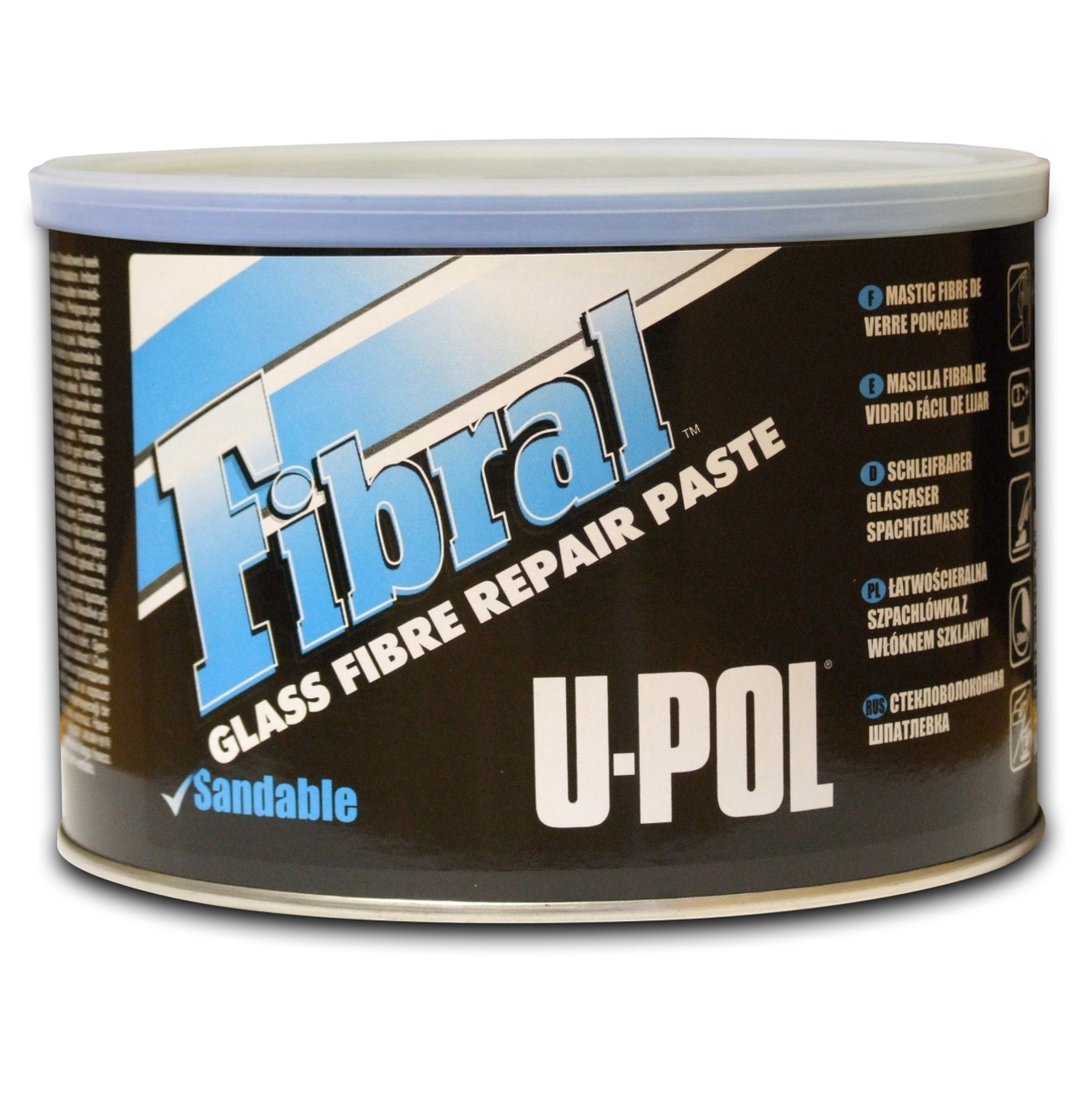 FIB/2 - Karosseriespachtel UPOL Glasfaser FIBRAL - Farbe Gelb 900ml + Härter