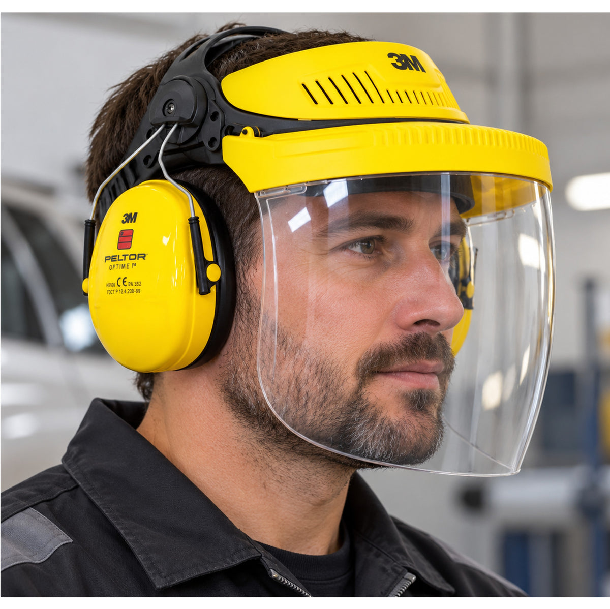 G5V5FGU - Ensemble de protection G500 jaune avec visière et casque de protection auditif
