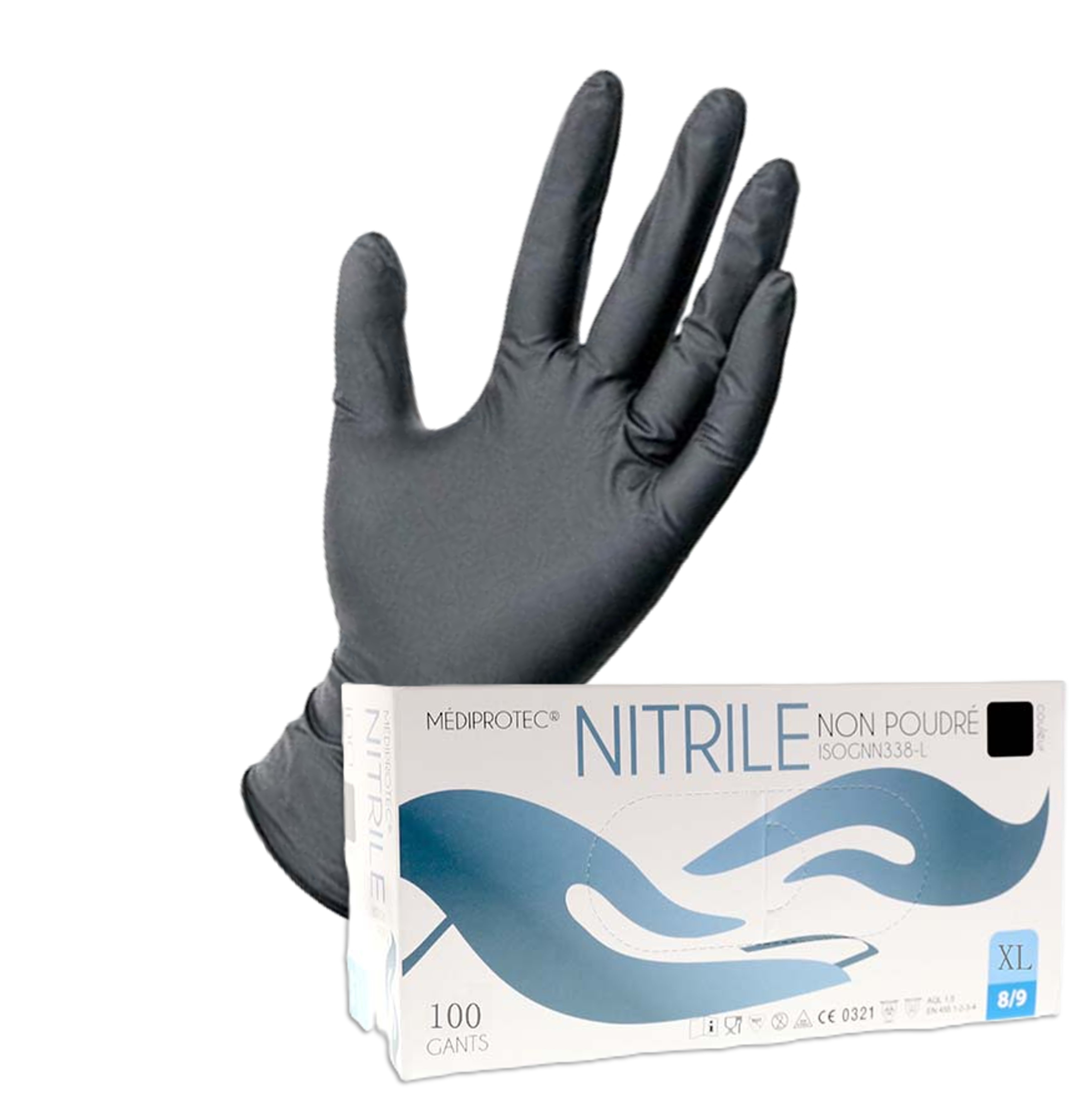 GANTS_XL - Boîte de 100 gants MEDIPROTEC en nitrile taille XL