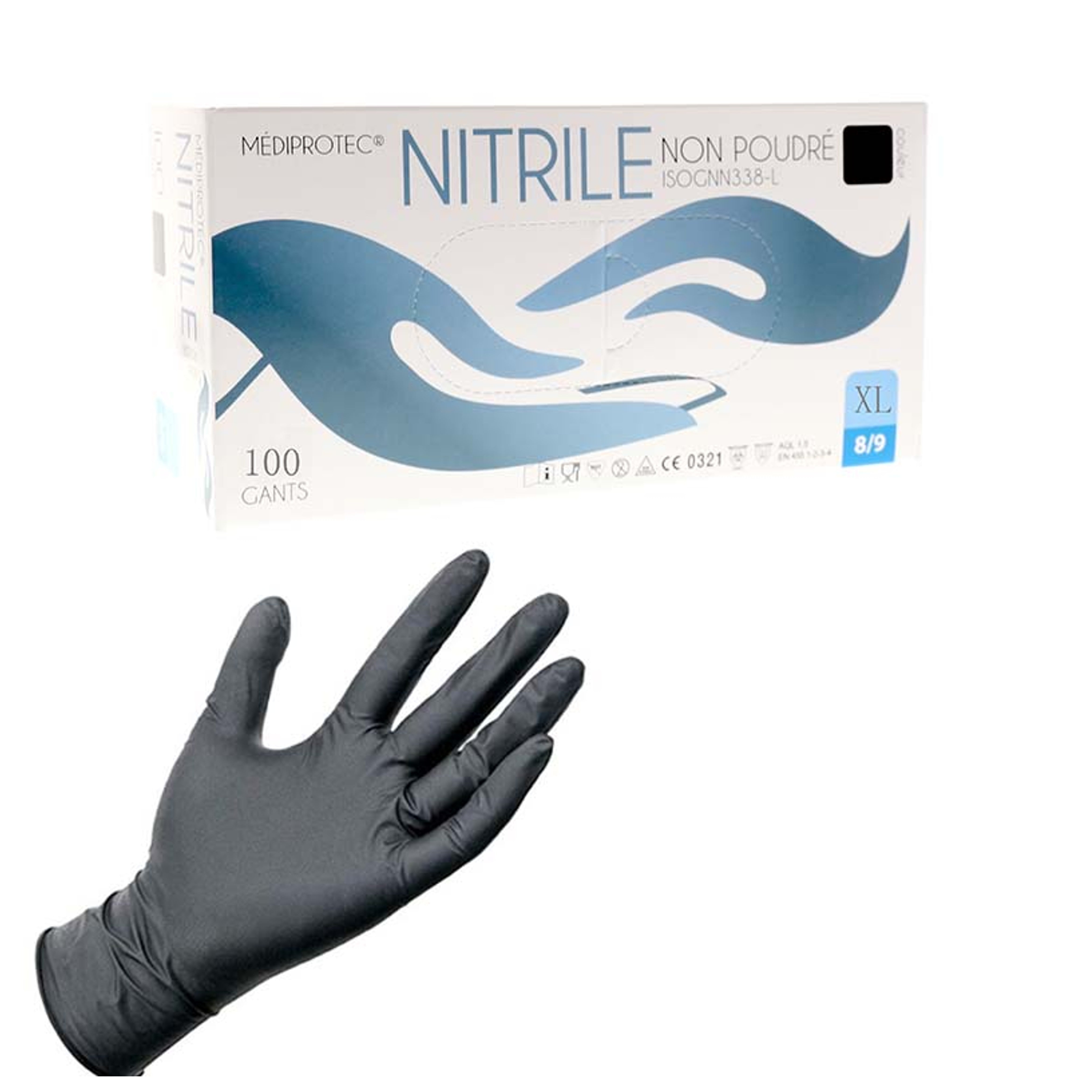 GANTS_XL - Boîte de 100 gants en nitrile taille XL - MEDIPROTEC