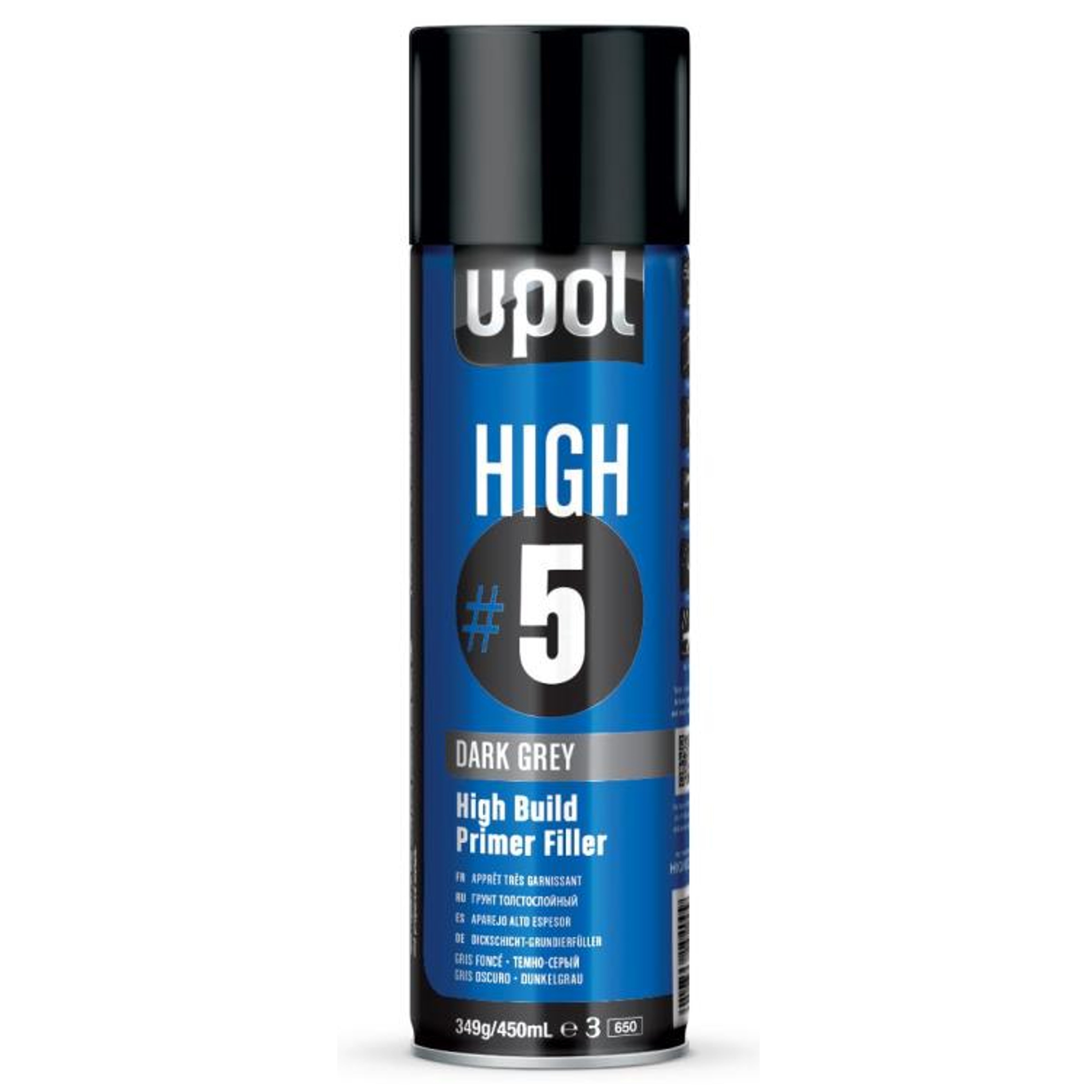 HIGHDG/AL - Primer UPOL Aérosol gris foncé apprêt garnissant 450ml