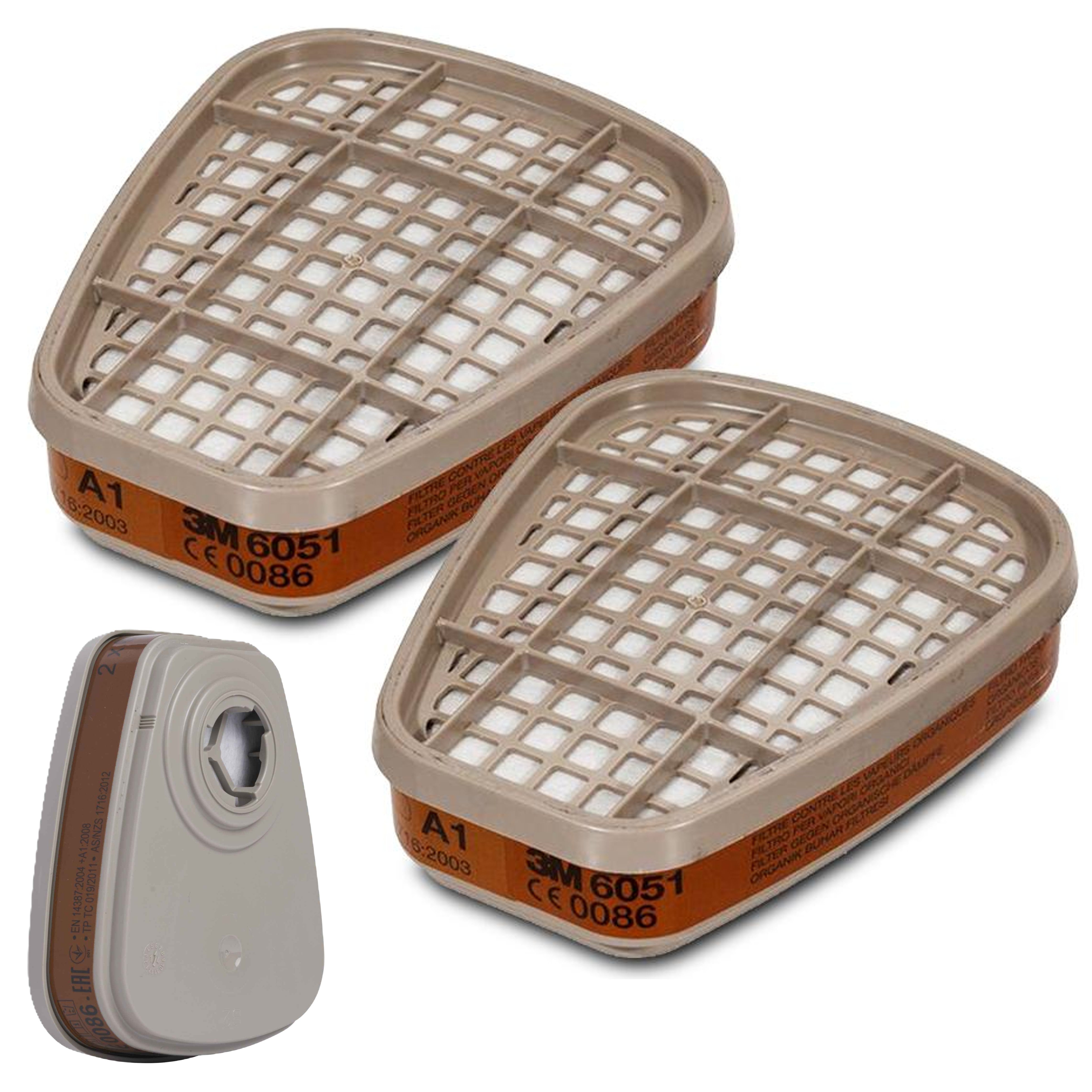 K6051 - 8 paires de filtres antigaz et antivapeur A1  3M