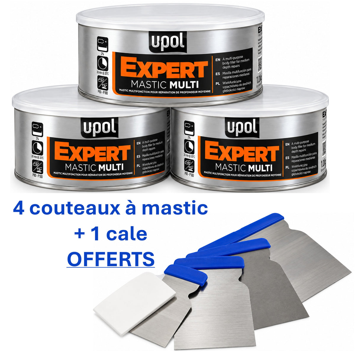 KIT_EXPERT - 3 Mastics carrosserie Expert UPOL Multifonction achetés = set couteaux japonais offert