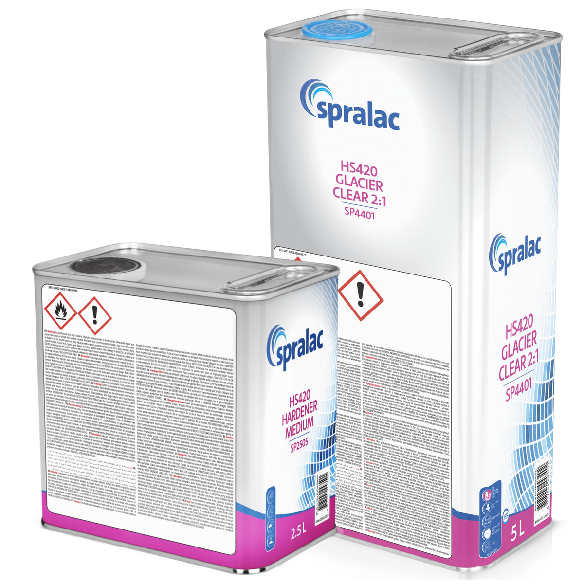 KIT_GLACIER - Kit vernis carrosserie Glacier SPRALAC SP4401 5L + durcisseur standard SP2505 2.5l