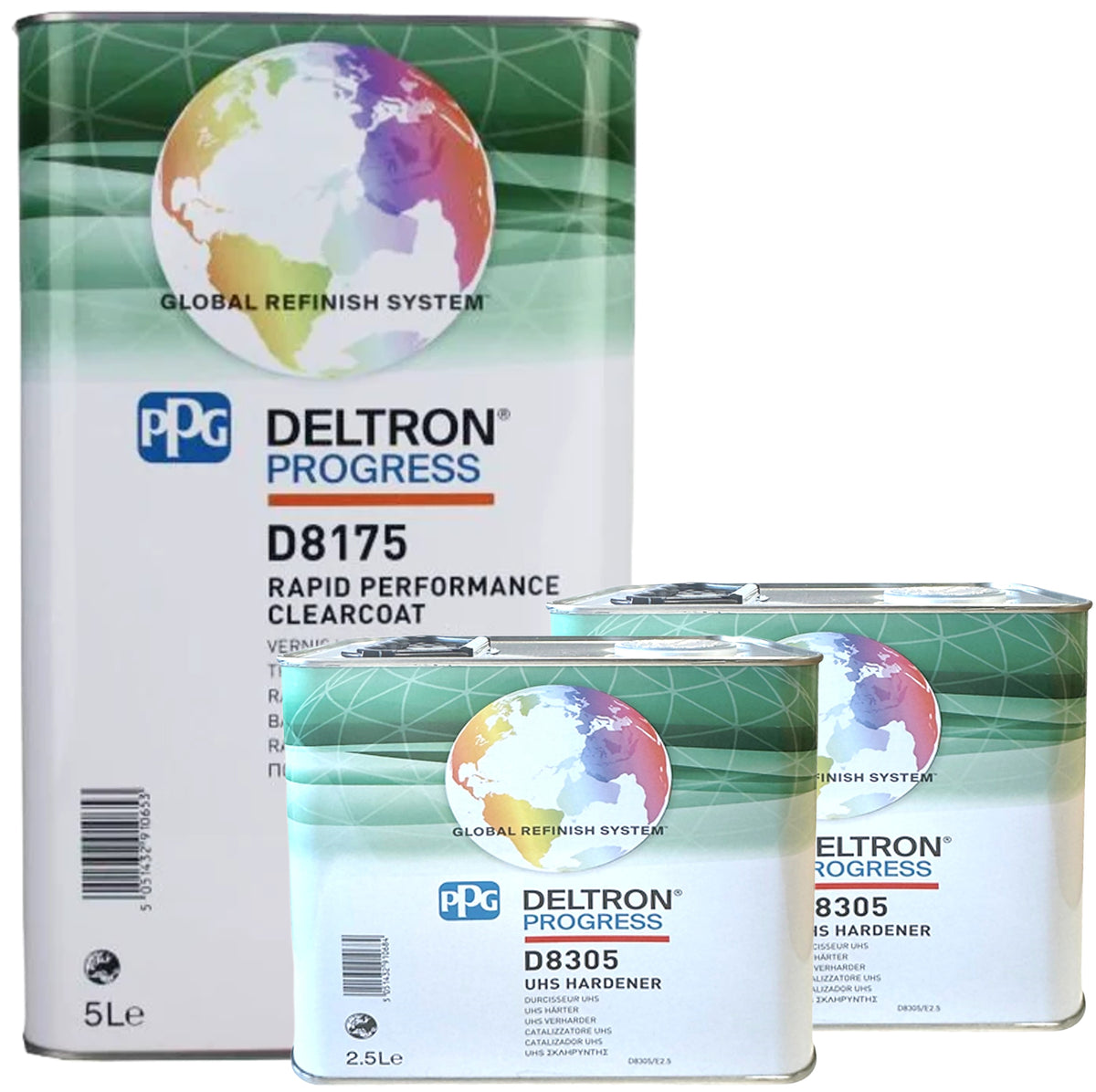 Kit vernis carrosserie séchage rapide PPG D8175 5L et 2 durcisseurs D8305 2.5L