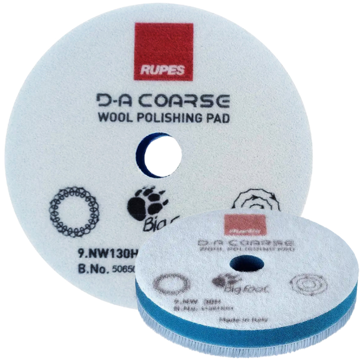 1 patin de polissage RUPES en laine gros grains bleu diamètre 130mm