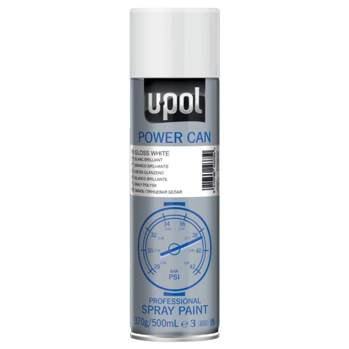 PCGW/AL - Peinture carrosserie UPOL blanc brillant aérosol Power Can 500ml