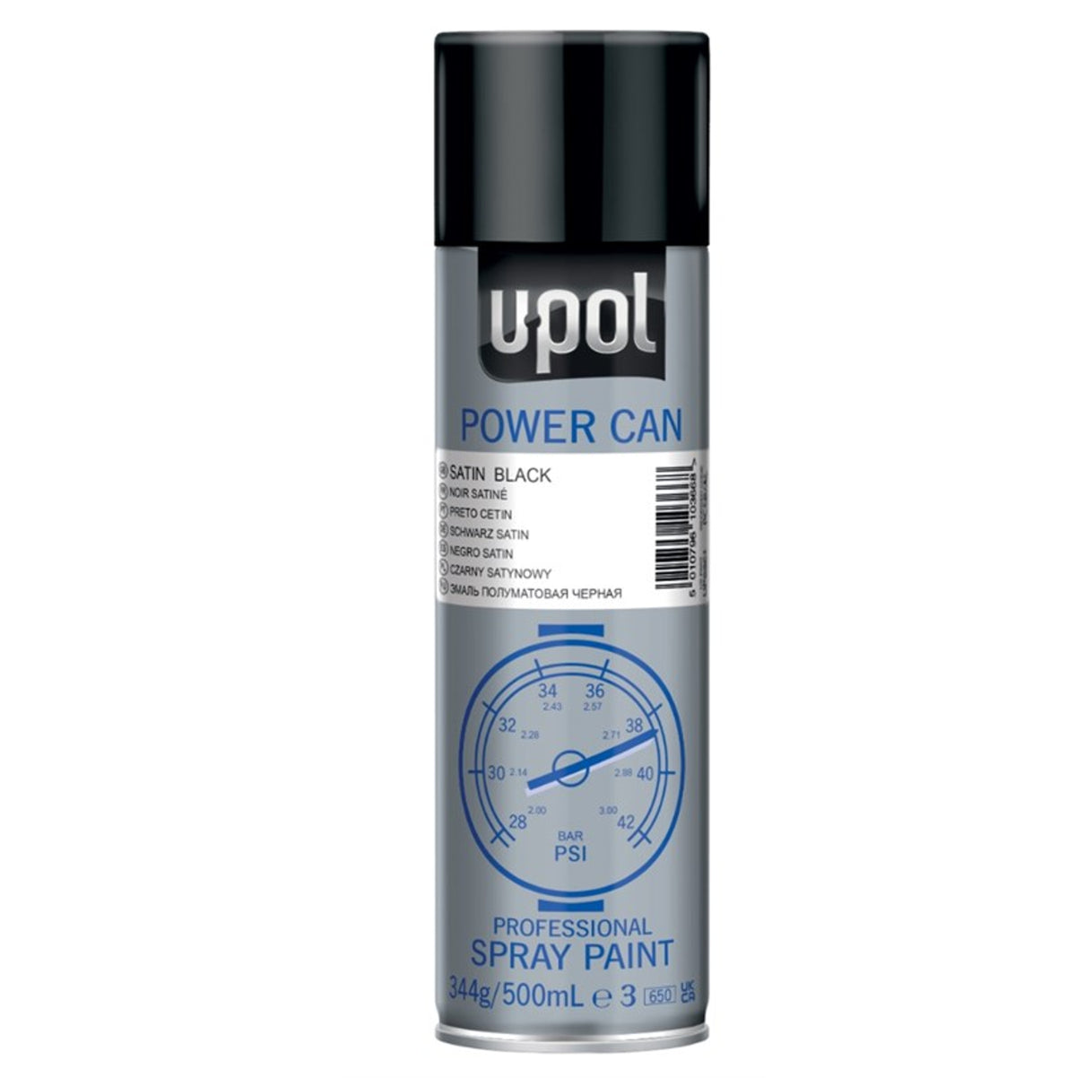 PCSB/AL - Peinture carrosserie UPOL noir satiné aérosol Power Can 500ml