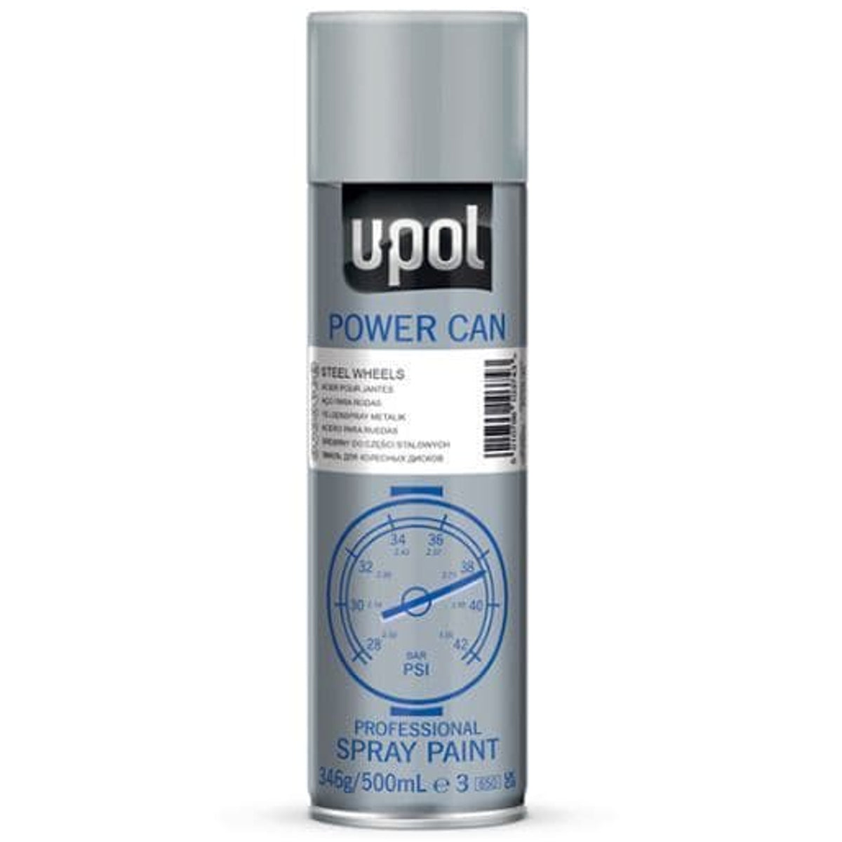 PCSS/AL - Peinture carrosserie UPOL argent jante fer aérosol Power Can 500ml