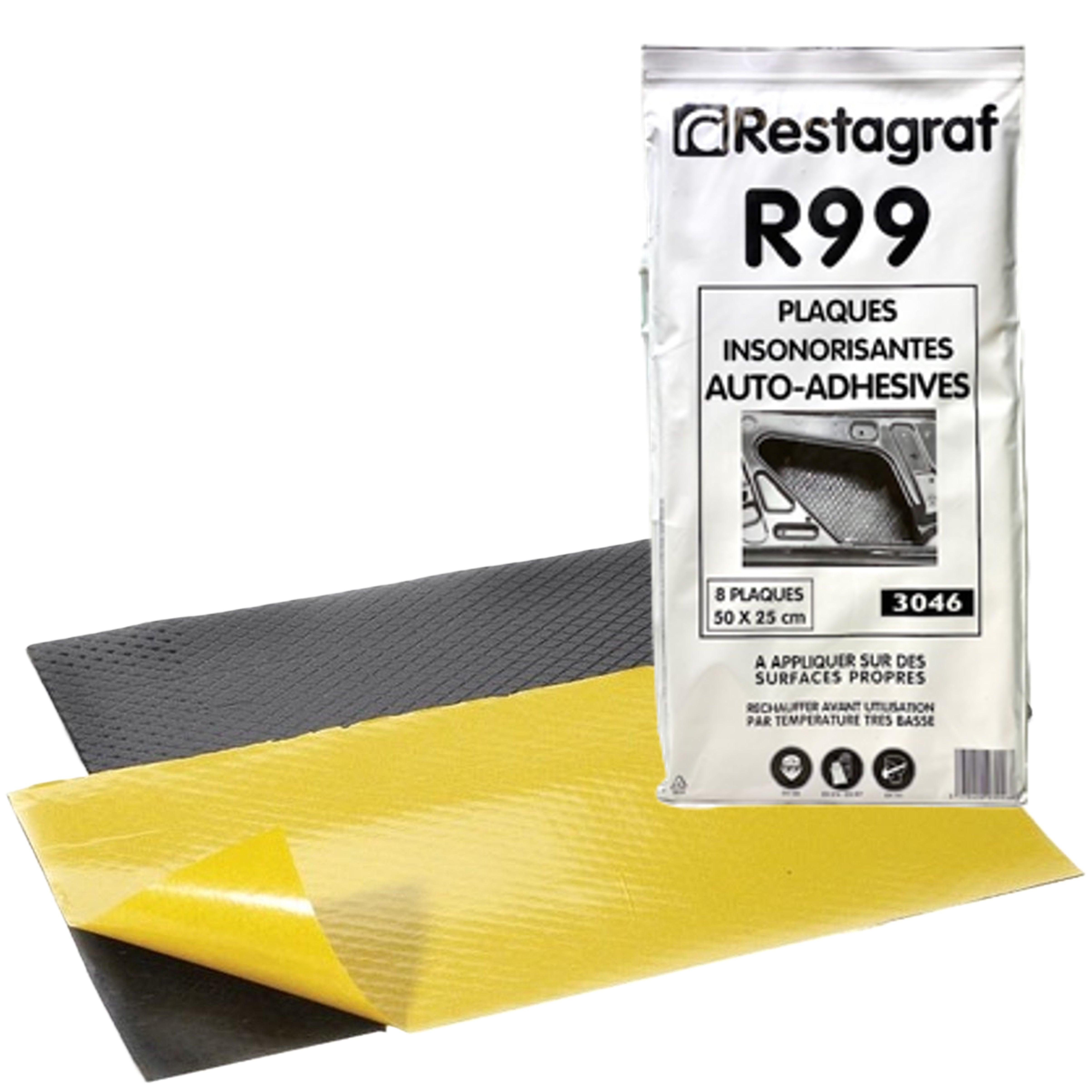 R99 - 8 självhäftande ljudisoleringsplattor R99 50x25 cm