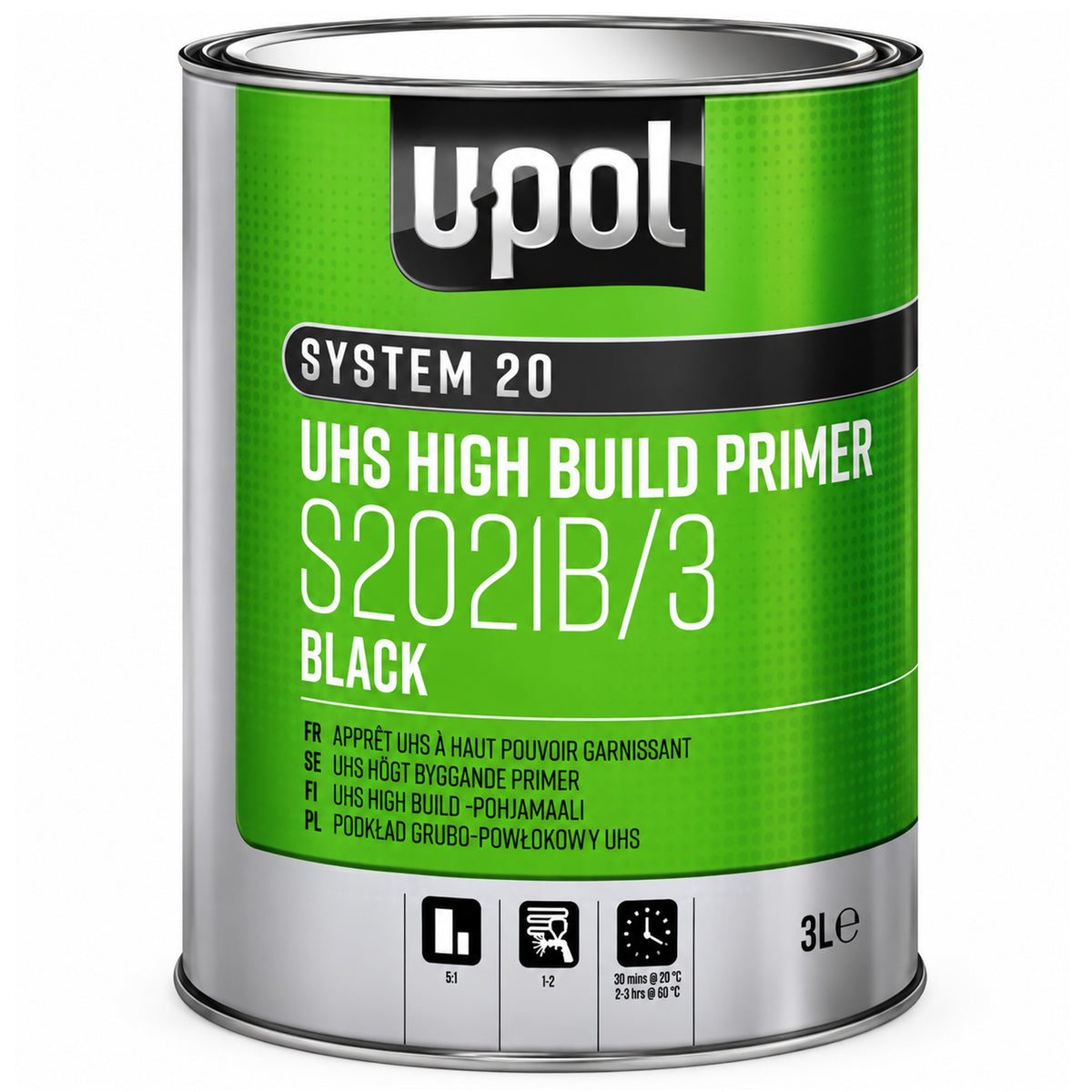 S2021B/3 - Primer UPOL garnissant noir 5:1 séchage rapide 3L